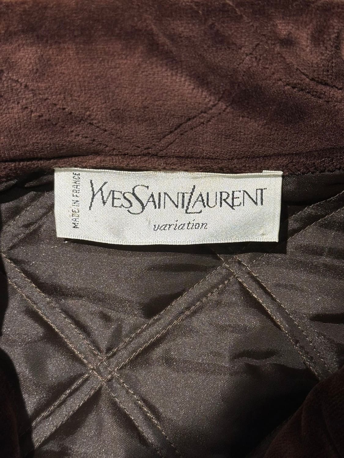 이브생로랑 브라운 벨벳 퀼팅 더블 코트 상품이미지7