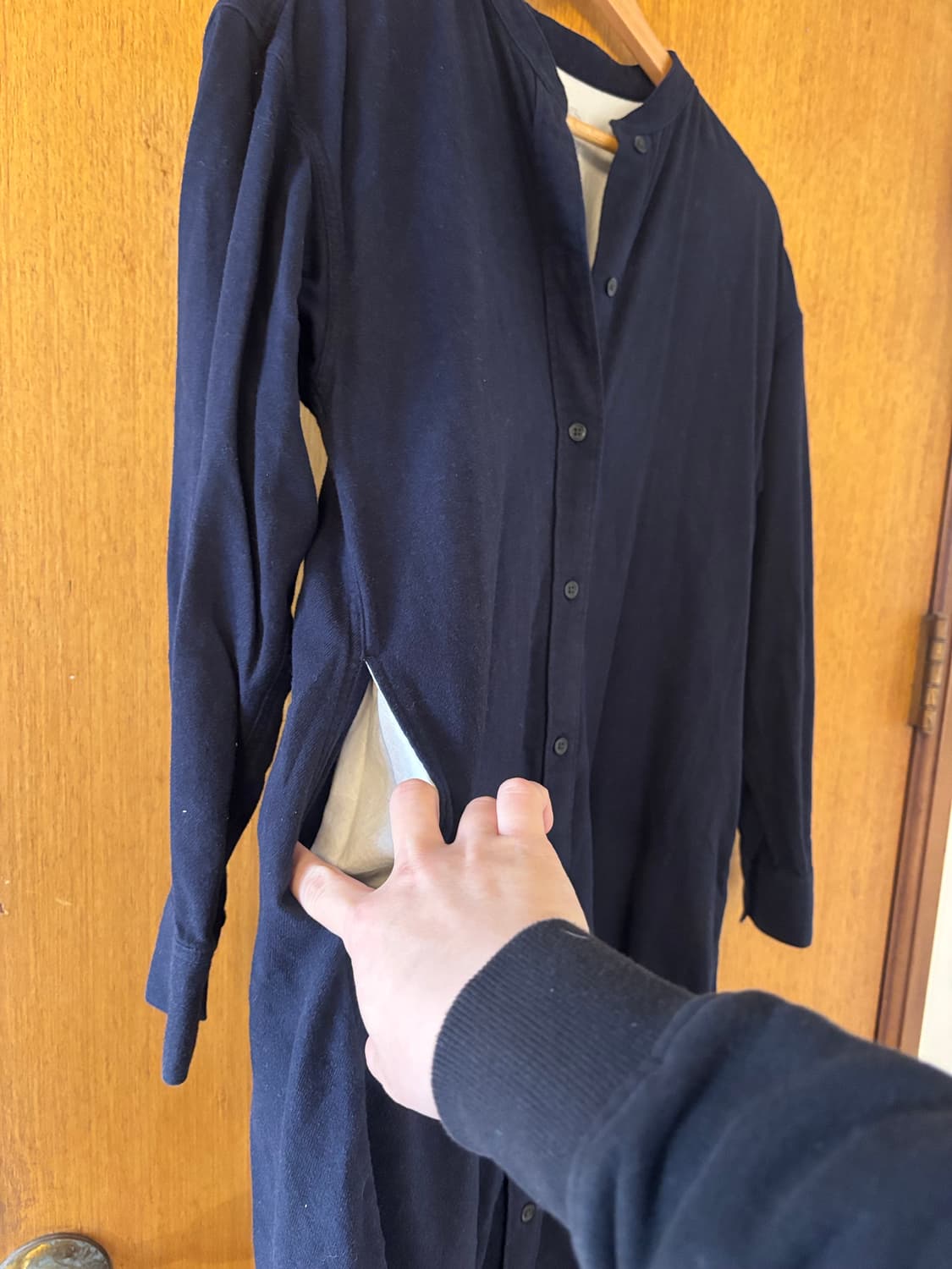 무인양품 셔츠형 롱 원피스 XS-S 네이비 상품이미지6