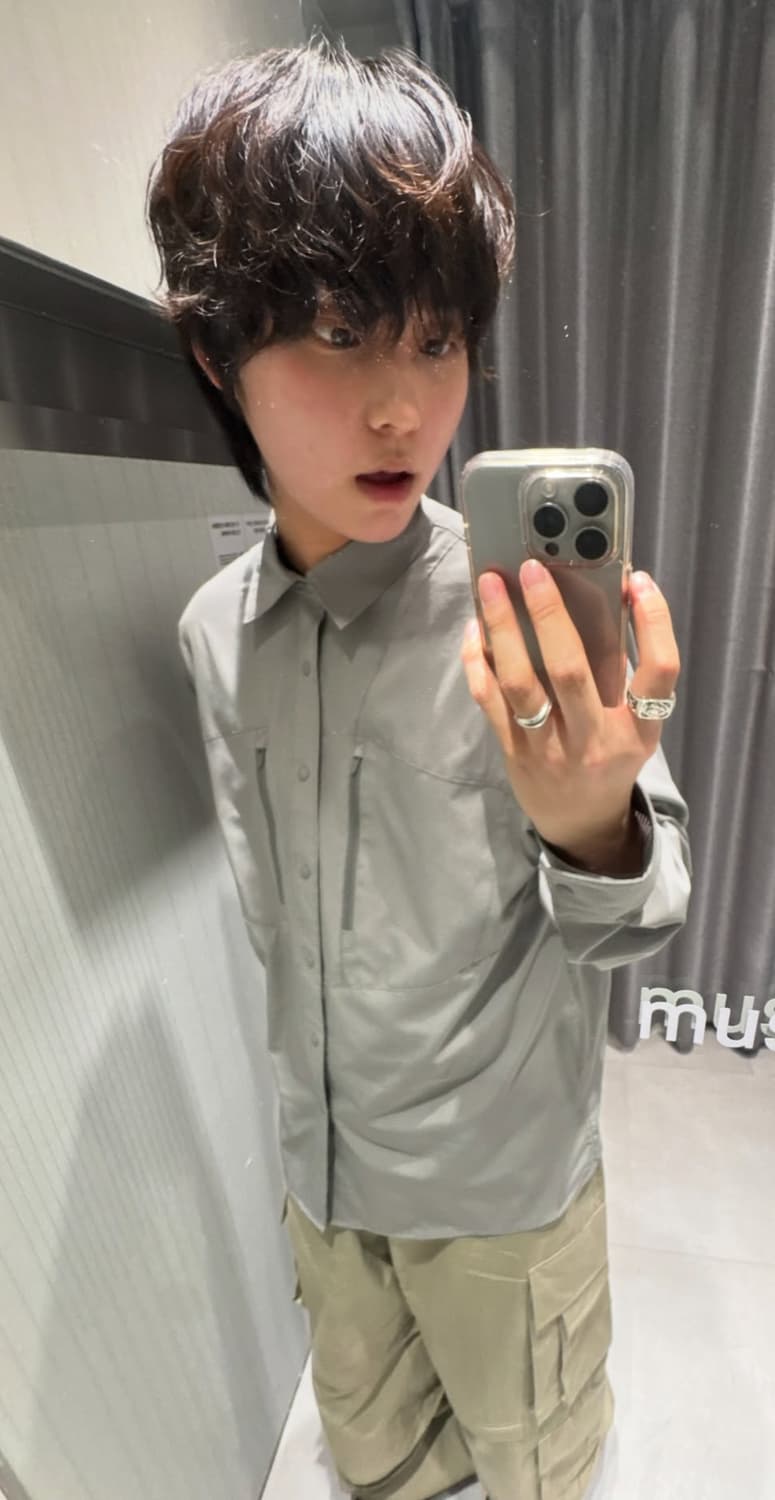 [세종pick]무탠다드 시티 레저 에어리 도트 유틸리티 셔츠 라이트그레이 상품이미지2