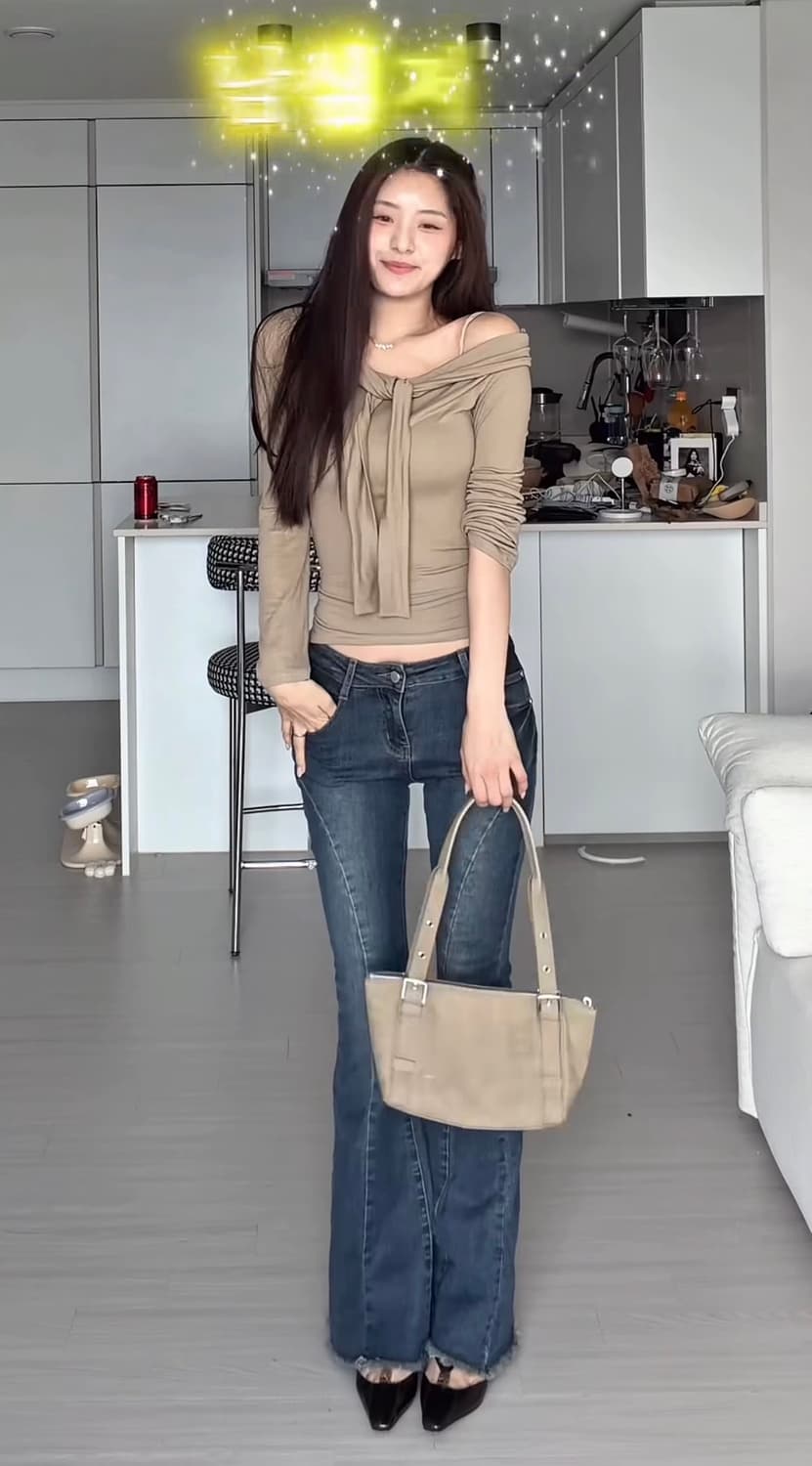 카인다미 멀티 타이 사이드 버튼 티셔츠 모카무스 하객룩 상품이미지2