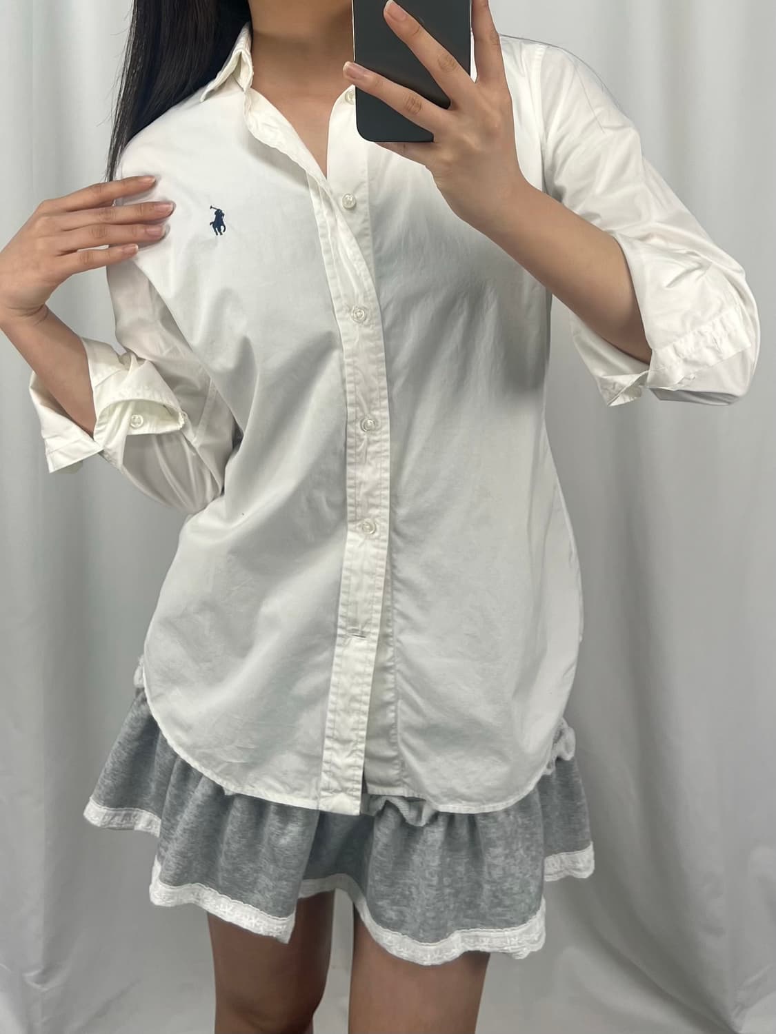 폴로 슬림핏 화이트 셔츠 상품이미지2