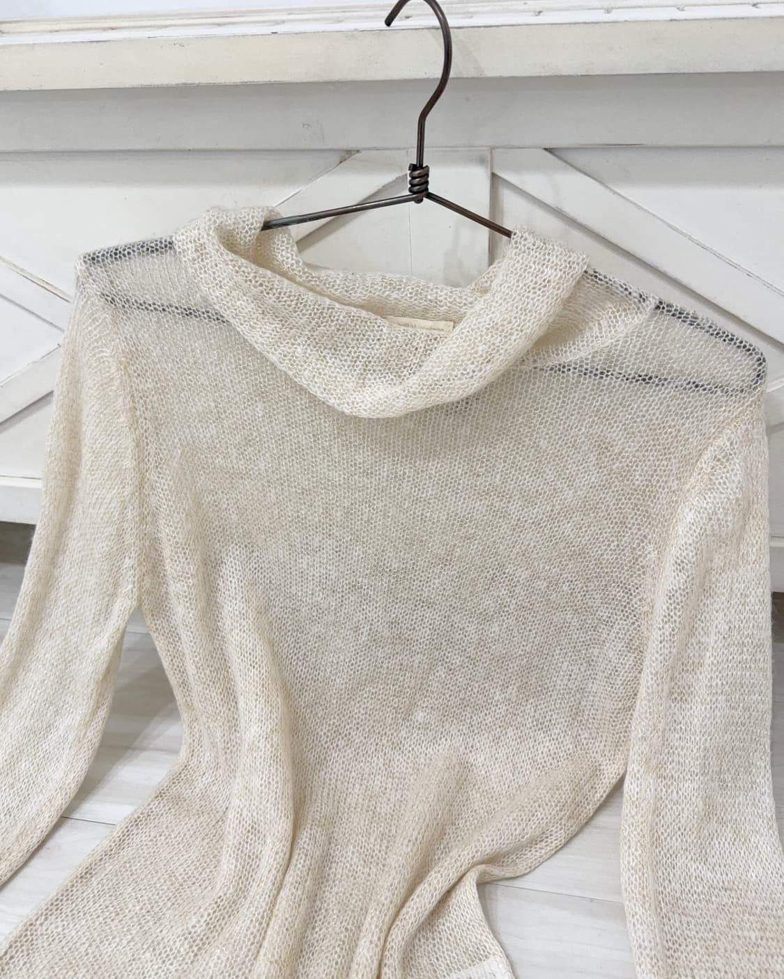 Light apricot Beige Ribbed Knit Turtlene 상품이미지10