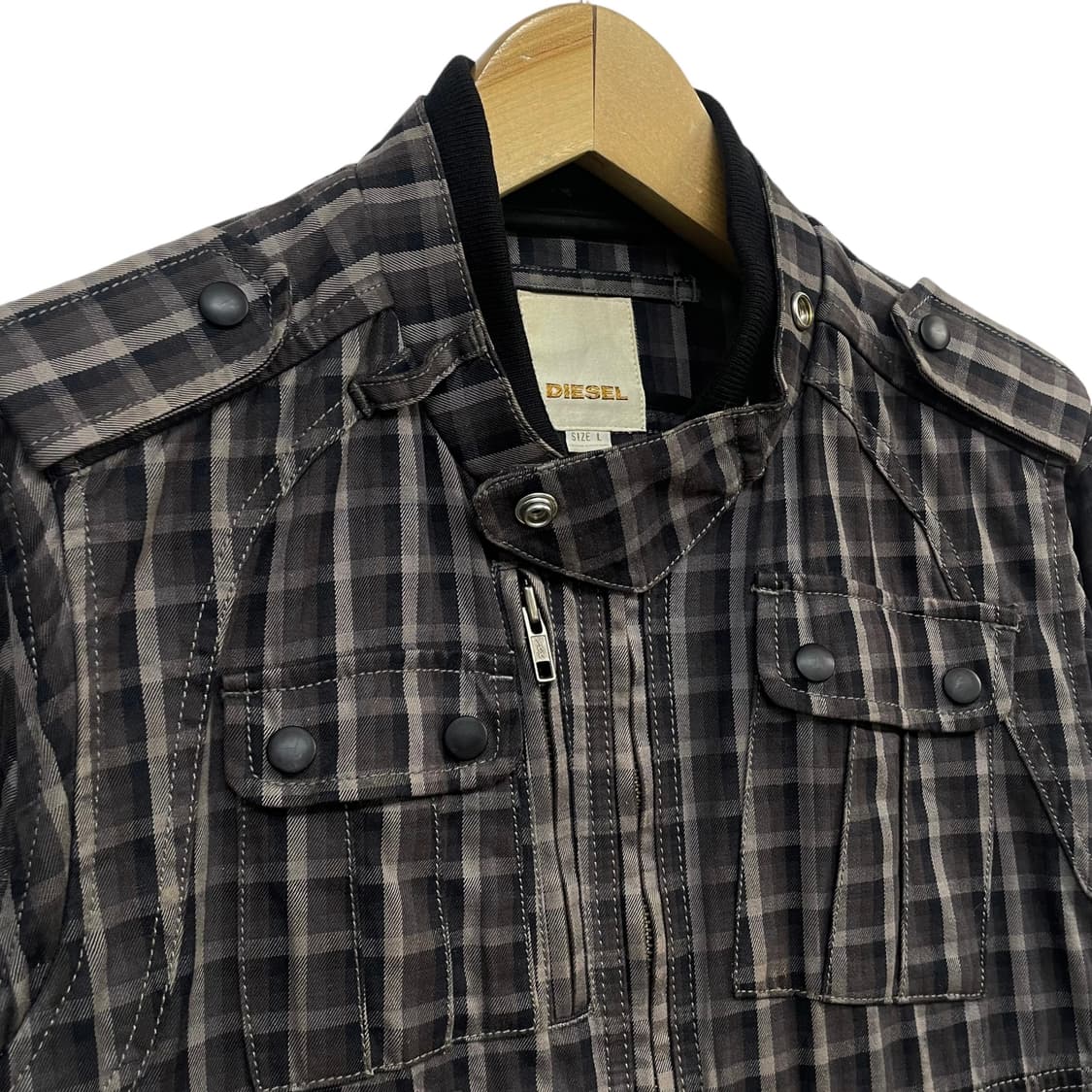 디젤 체크 봄버 라이더 자켓 상품이미지2