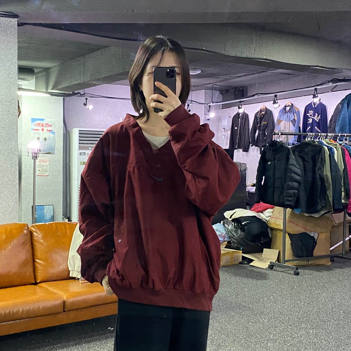 나이키 미들로고 딥레드 웜업 B3168 상품이미지1