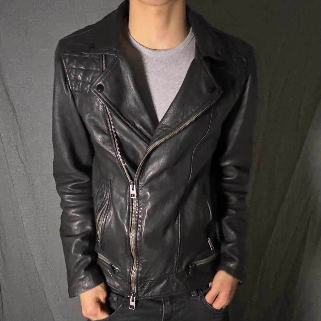lamb skin quilting leather jacket 상품이미지3