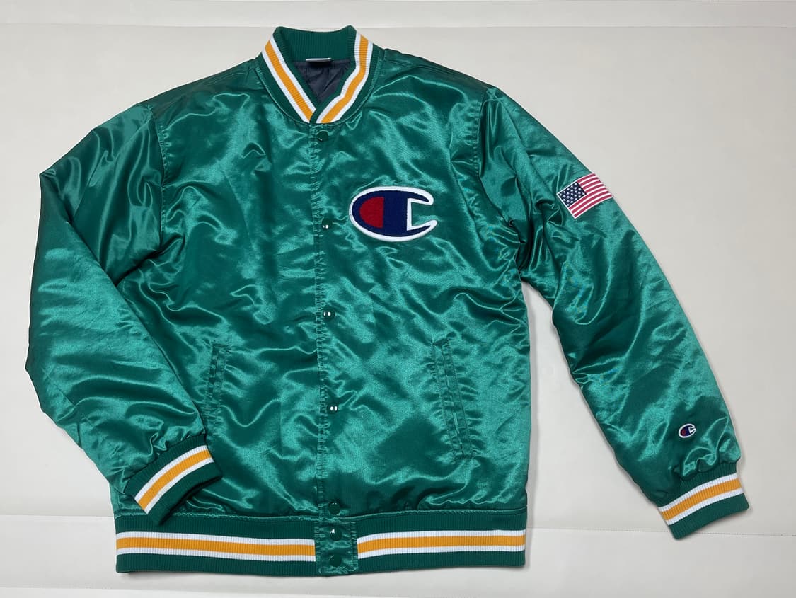 챔피온 그린 새틴 바시티 자켓 상품이미지1