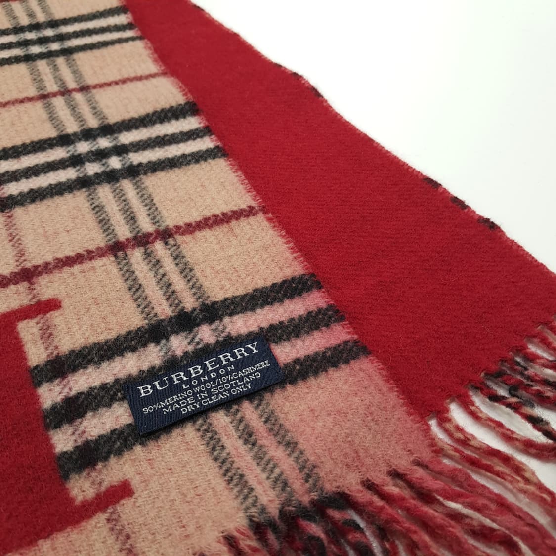 MX196 버버리 클래식 노바체크 레드 메리노울 캐시 양면 목도리 머플러 상품이미지7