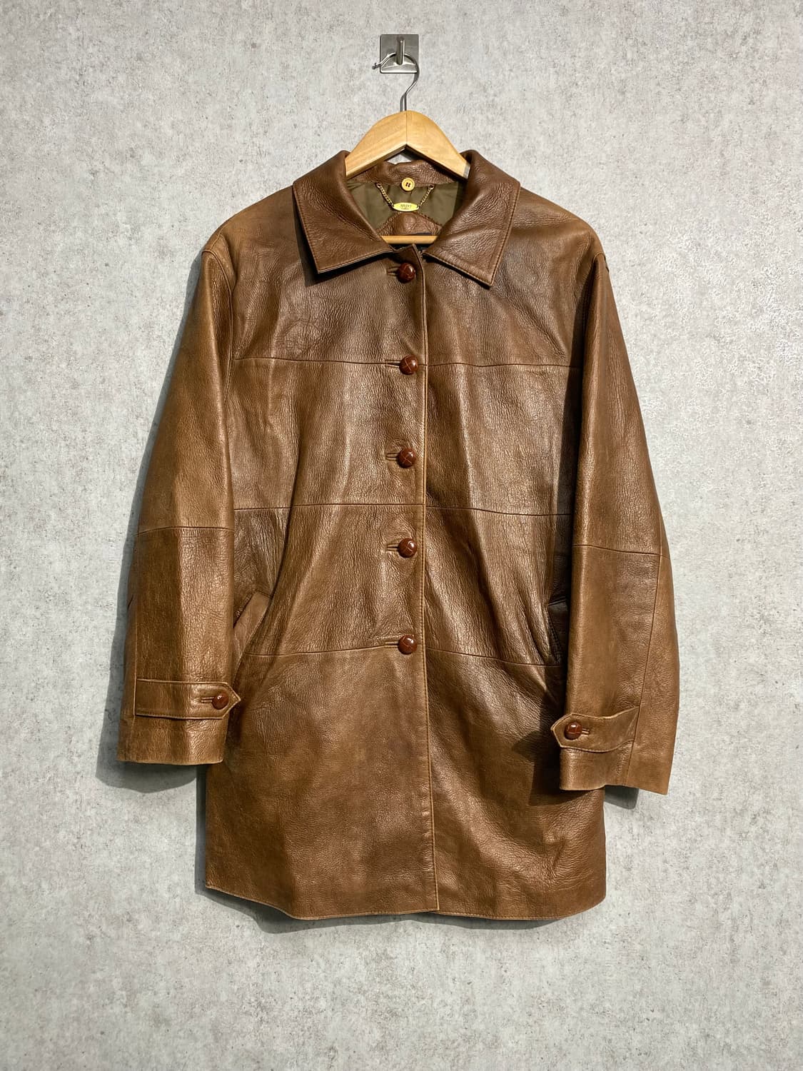 [M-L] 90s Vintage 빈티지 브라운 레더 카코트 상품이미지1