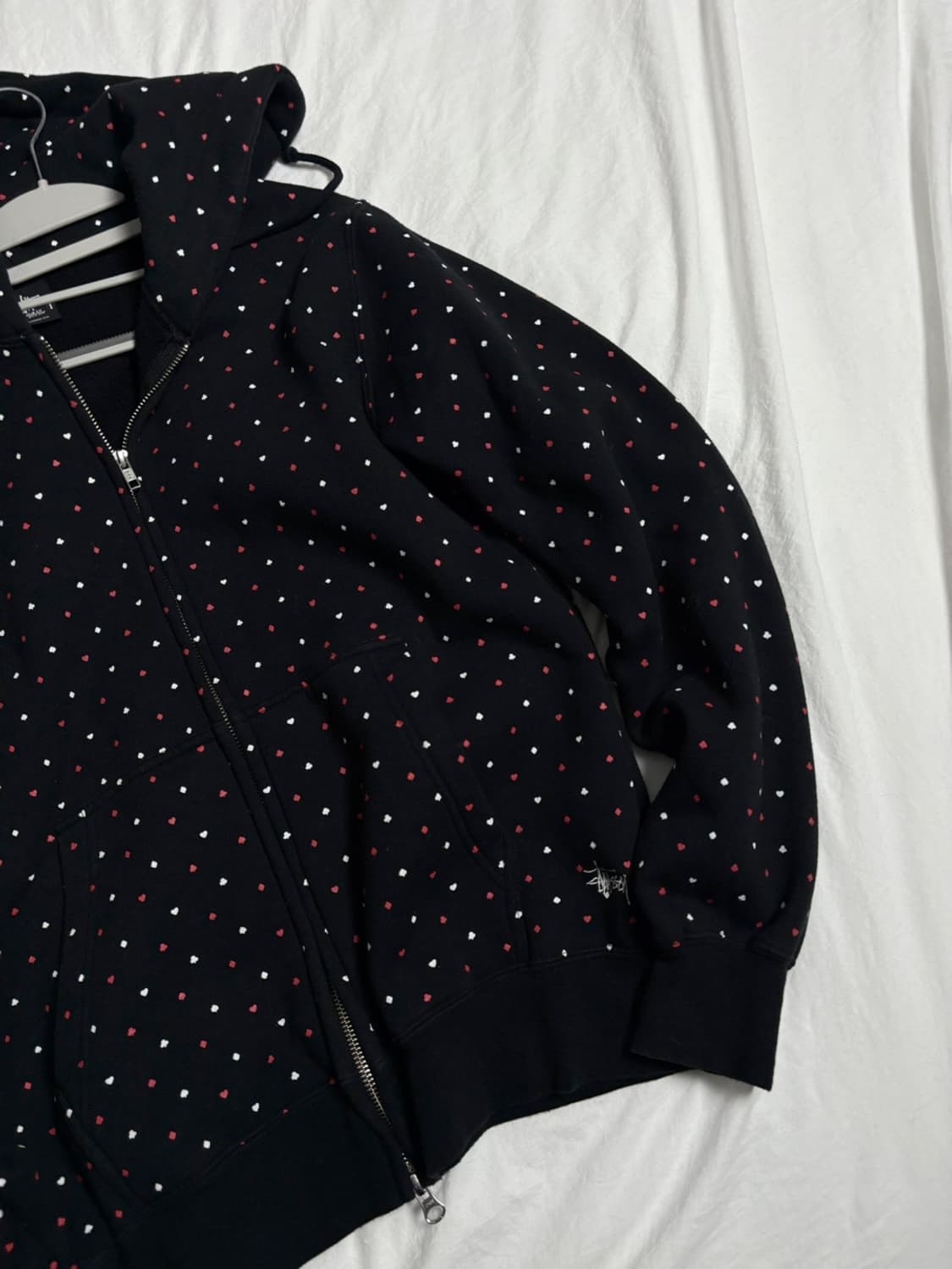 스투시 트럼프 패턴 블랙 후드집업 상품이미지4