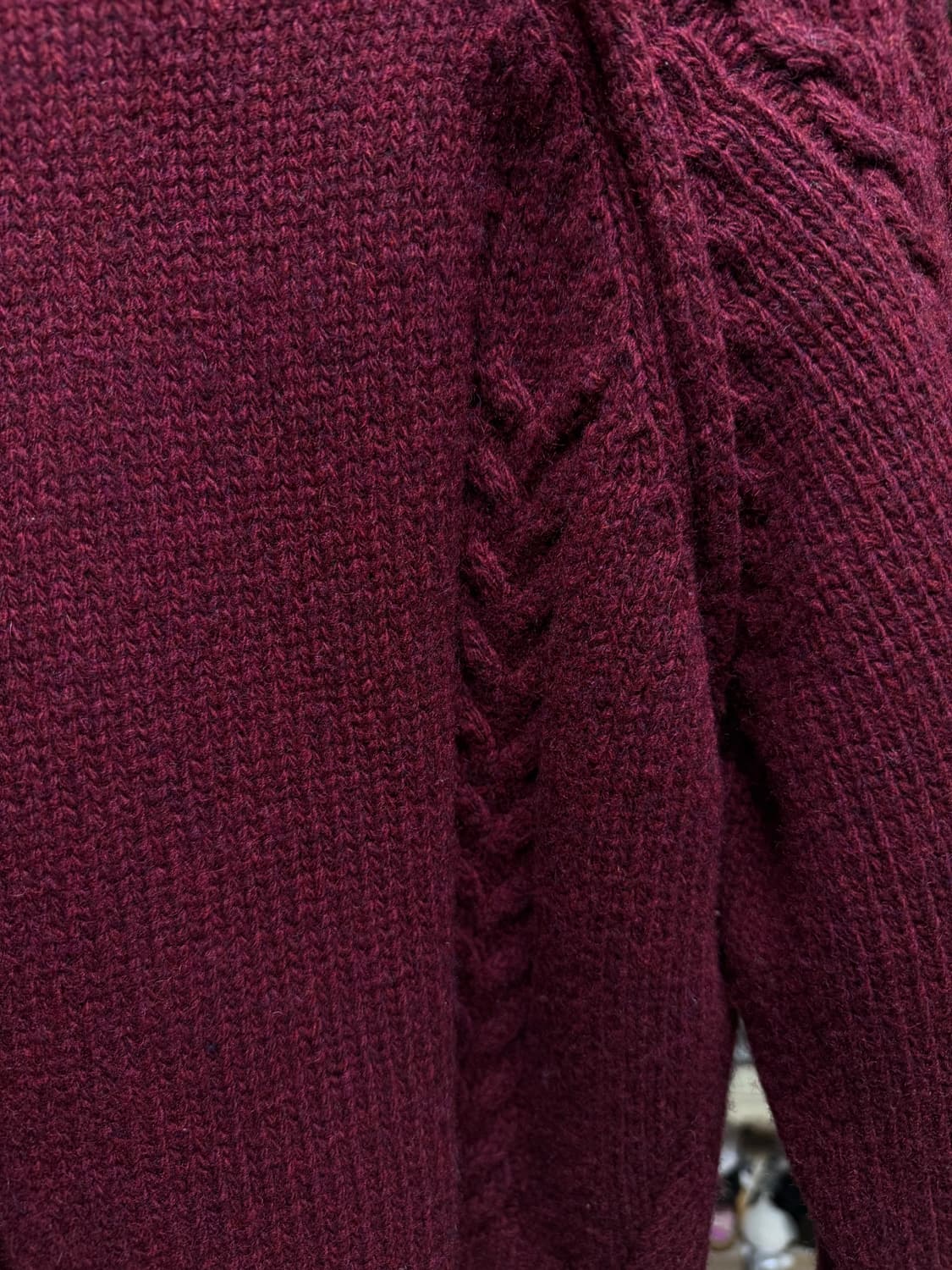 아카이브 제이투유 펄 셔틀랜드 가디건 버건디 컬러 상품이미지5