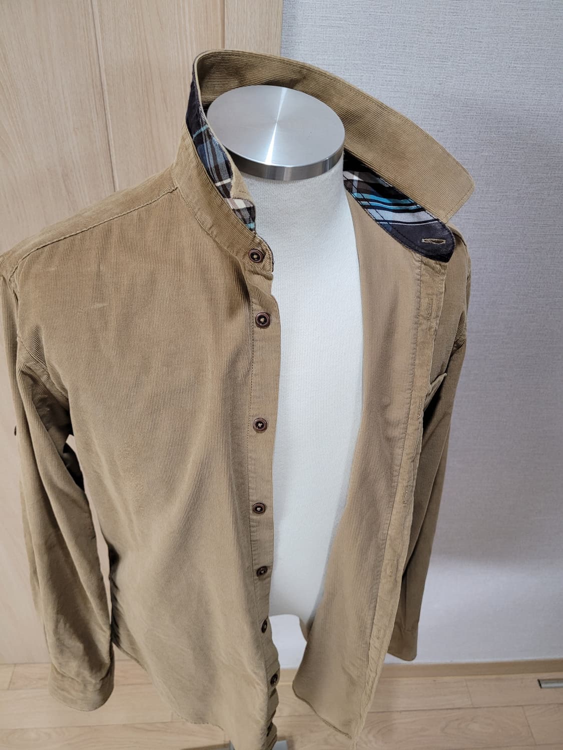 자라맨 ZARAMAN 코듀로이 롤업셔츠 105 베이지 상품이미지8