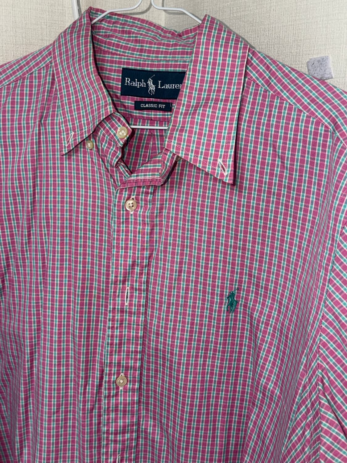 폴로 핑크민트 체크 셔츠 상품이미지1