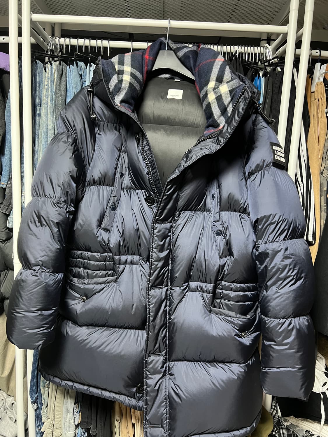 버버리 남자 롱패딩 XL 네이비 상품이미지1