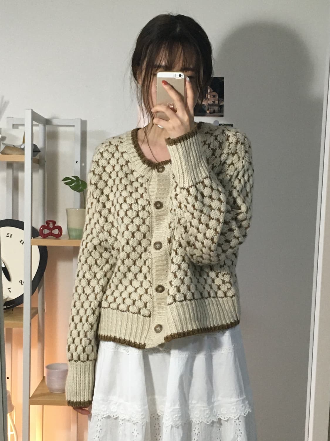 브라운 와플 가디건 상품이미지1