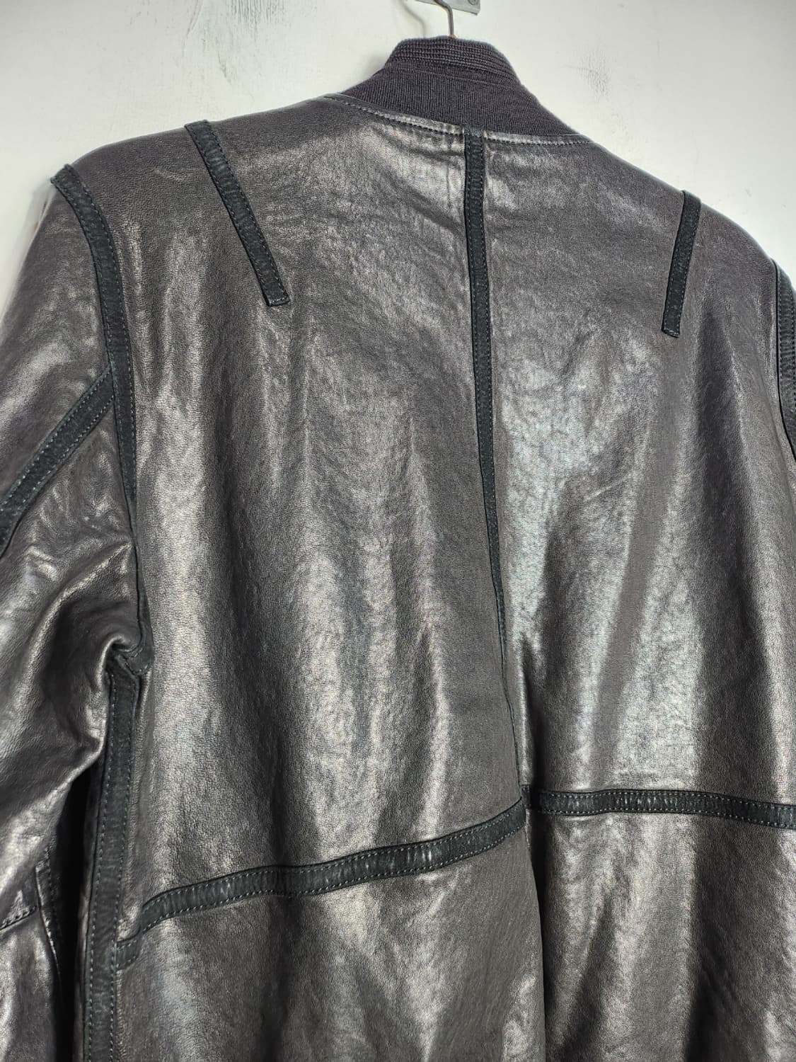 본 램스킨 고트스킨 믹스 가죽 블루종 상품이미지5