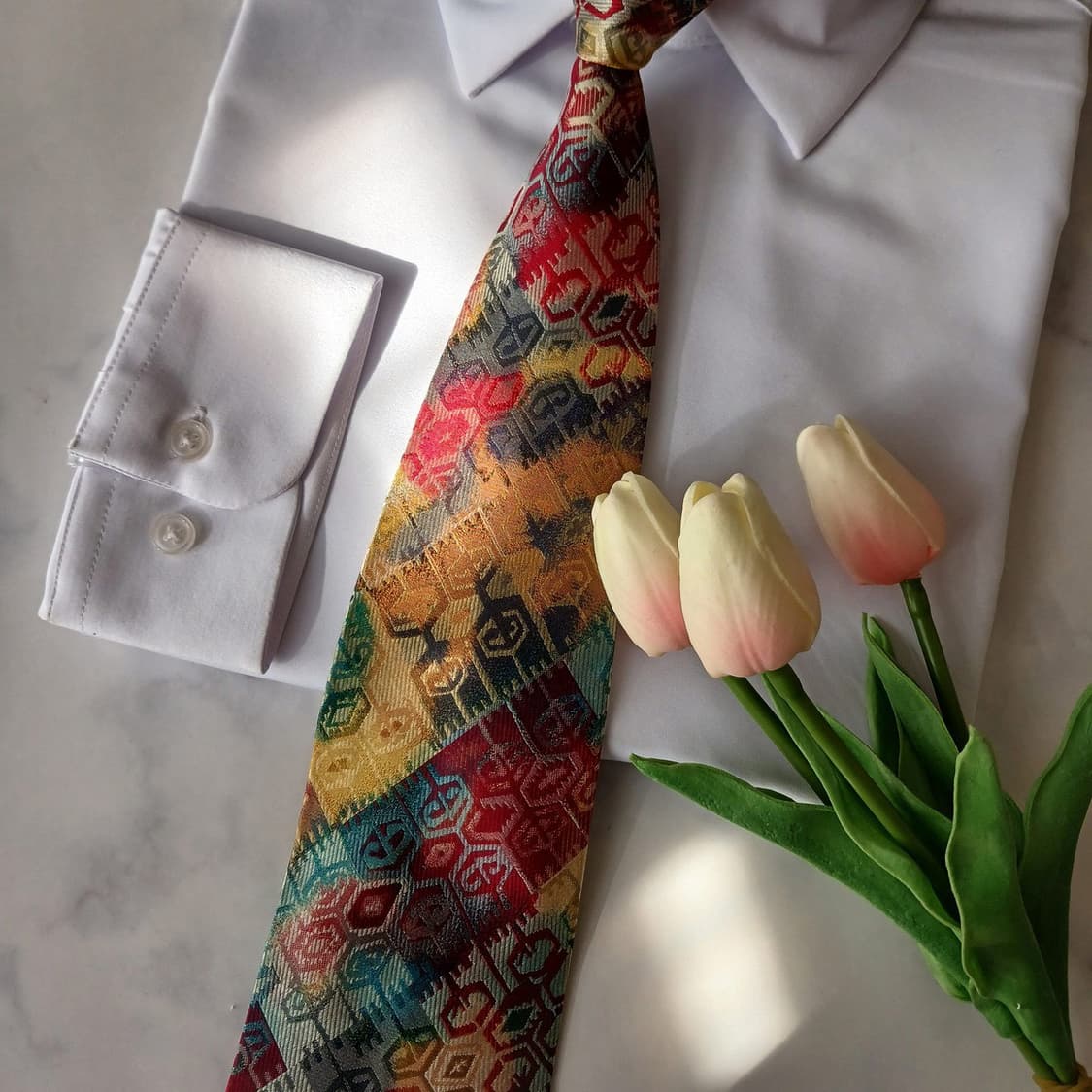 발망 실크 레드 자카드 패턴 넥타이 9.4cm A+~A등급 A19446
 상품이미지7