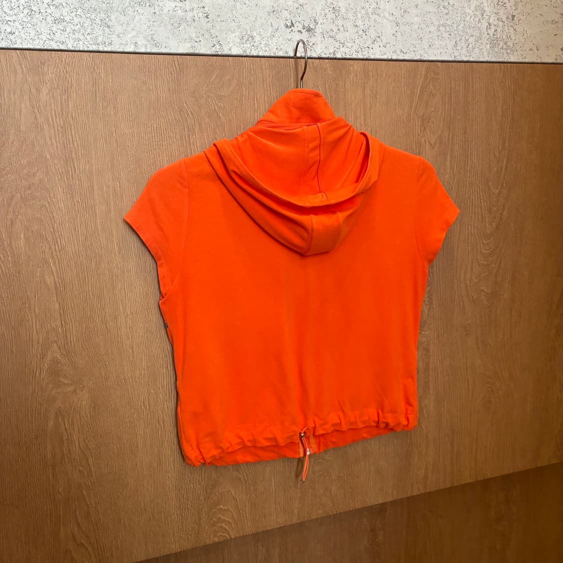 빈티지 크롭 후드 집업 배색 스티치 자수 로고 오렌지 k59 상품이미지2