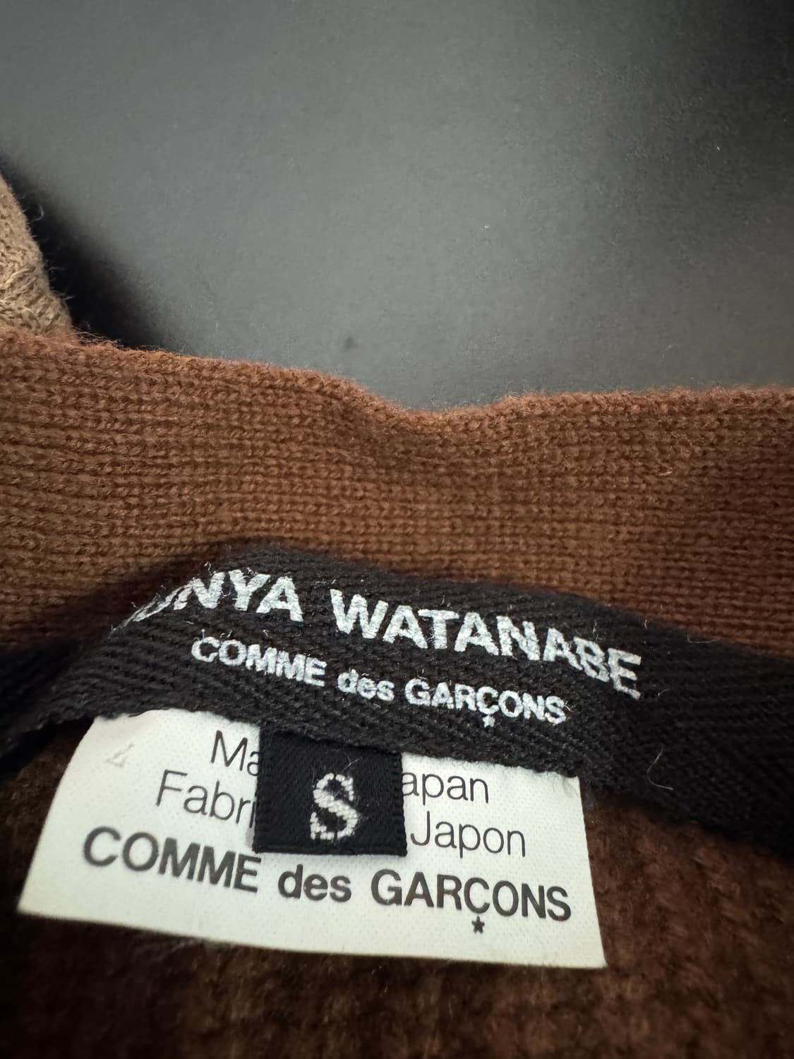 정품!! 여성 준야 와타나베 꼼데가르송 배색 가디건 S 상품이미지3