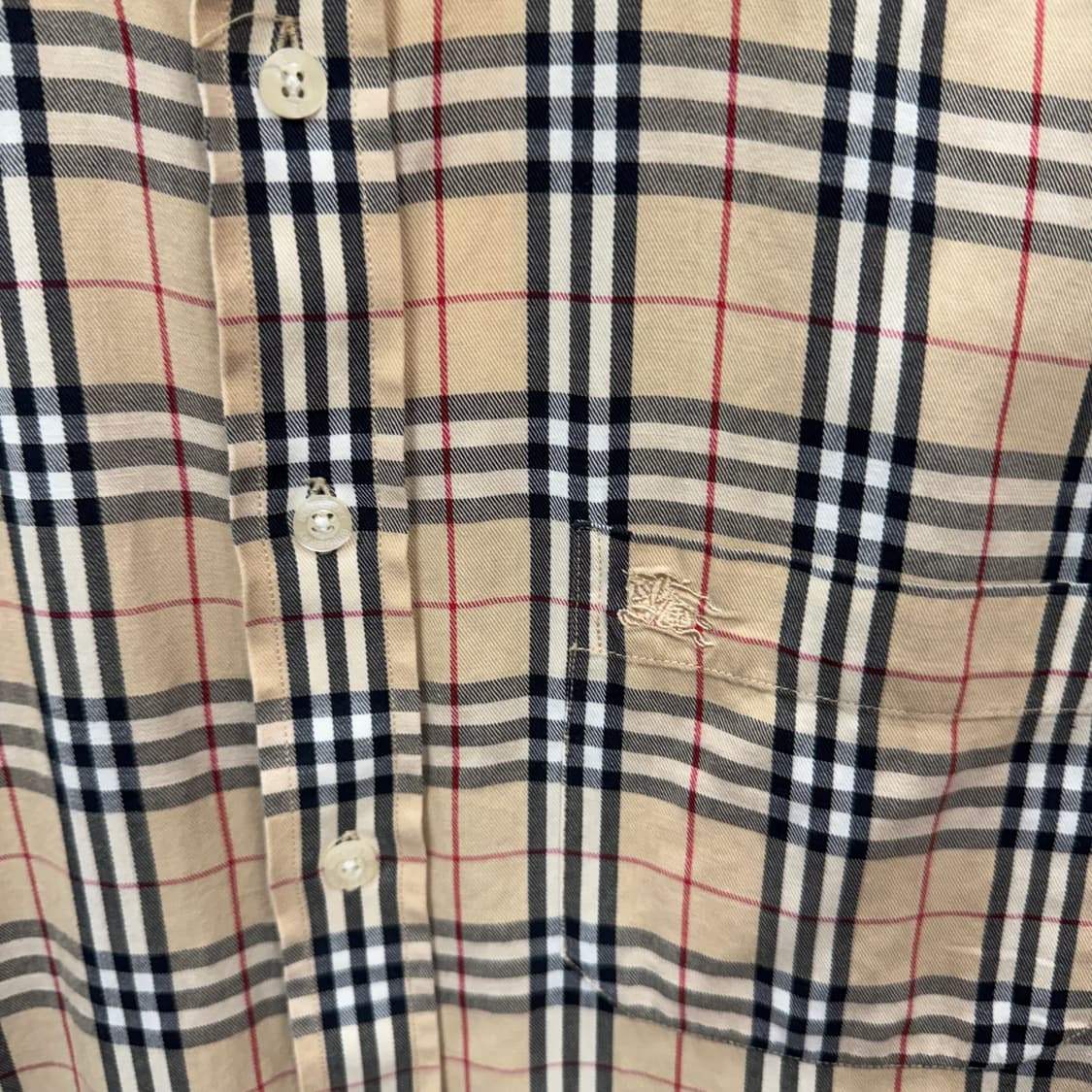 00s 버버리 런던 노바체크 긴팔 셔츠 기사 로고 포인트 베이지 상품이미지5