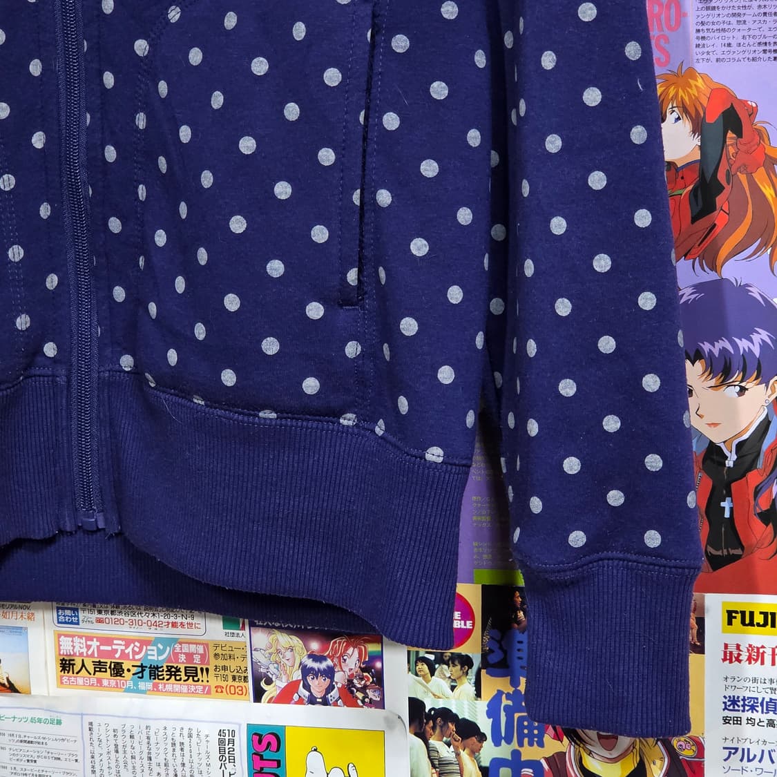 JPN 퍼플 도트 땡땡이 퍼 후드집업 상품이미지4