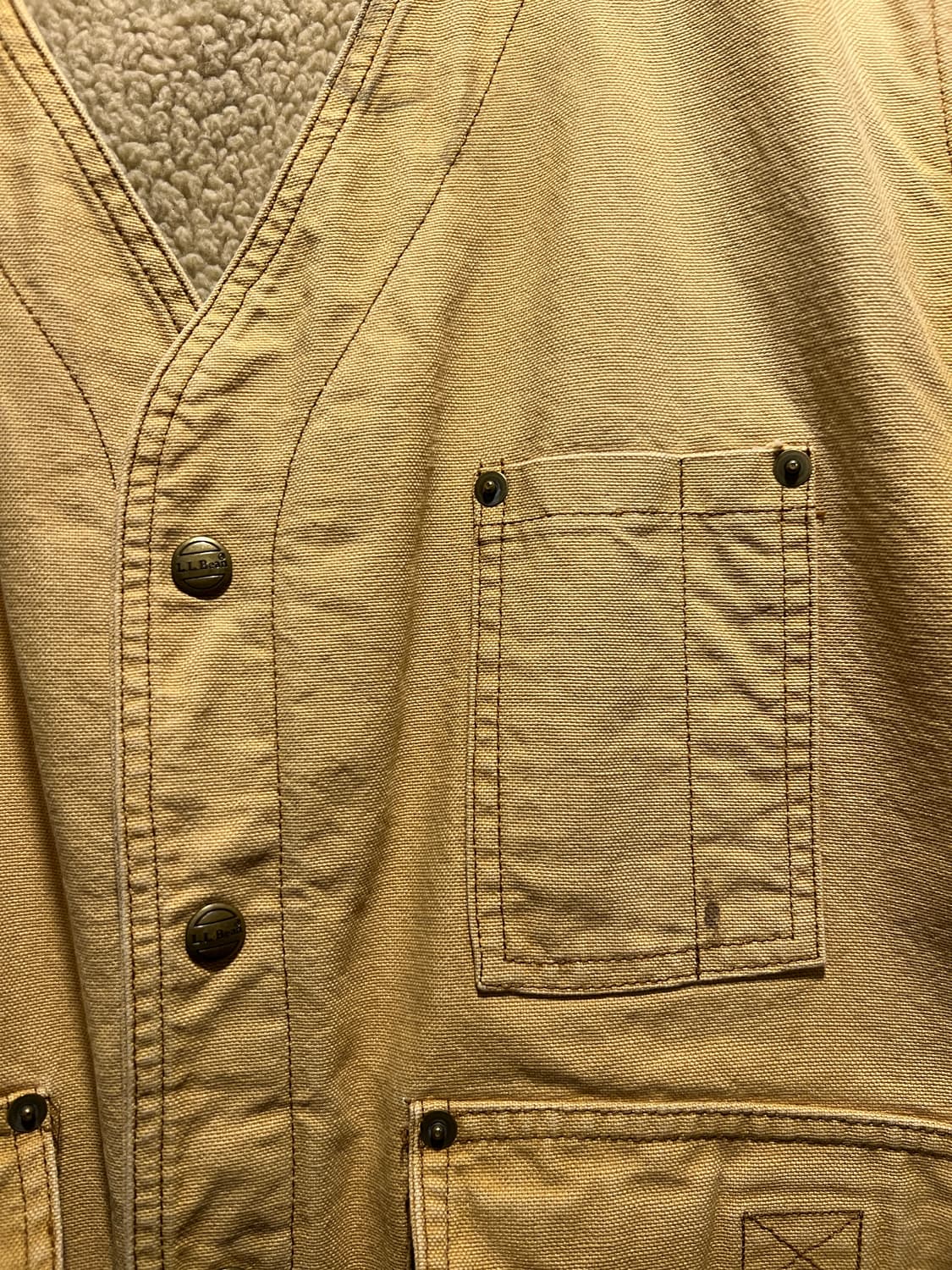 [XL]90's 엘엘빈 USA Made 쉐르파 라이닝 브라운 워크 베스트 상품이미지3