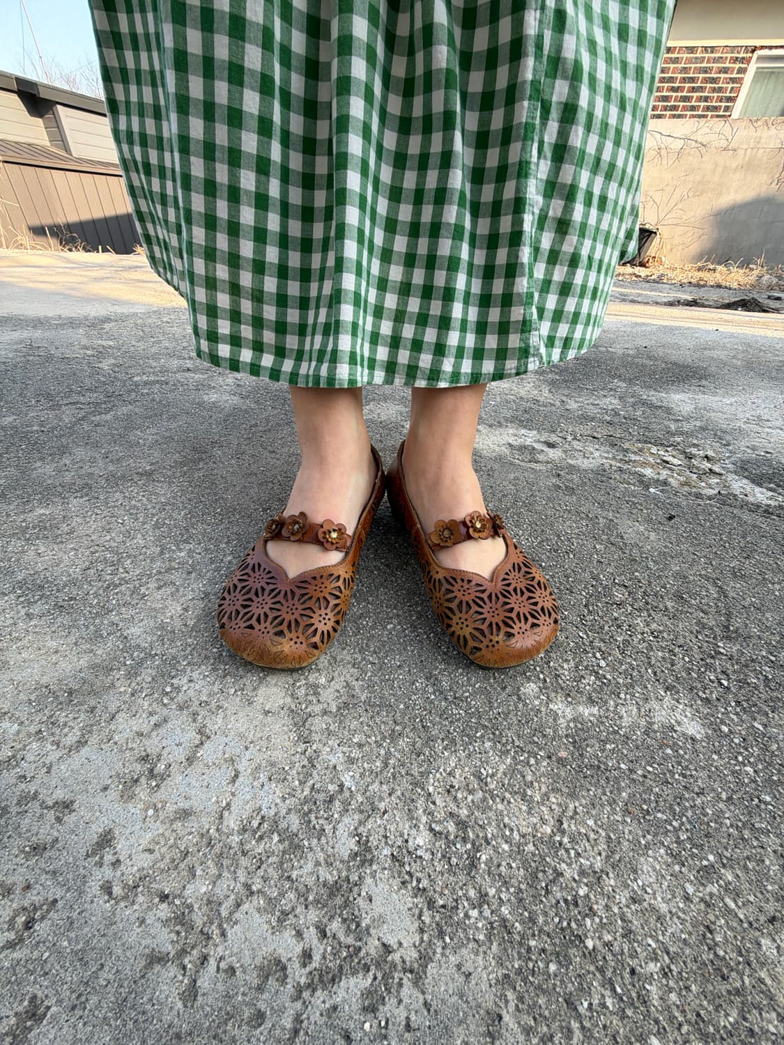 일본빈티지 모리걸 꽃장식 플랫슈즈 상품이미지1