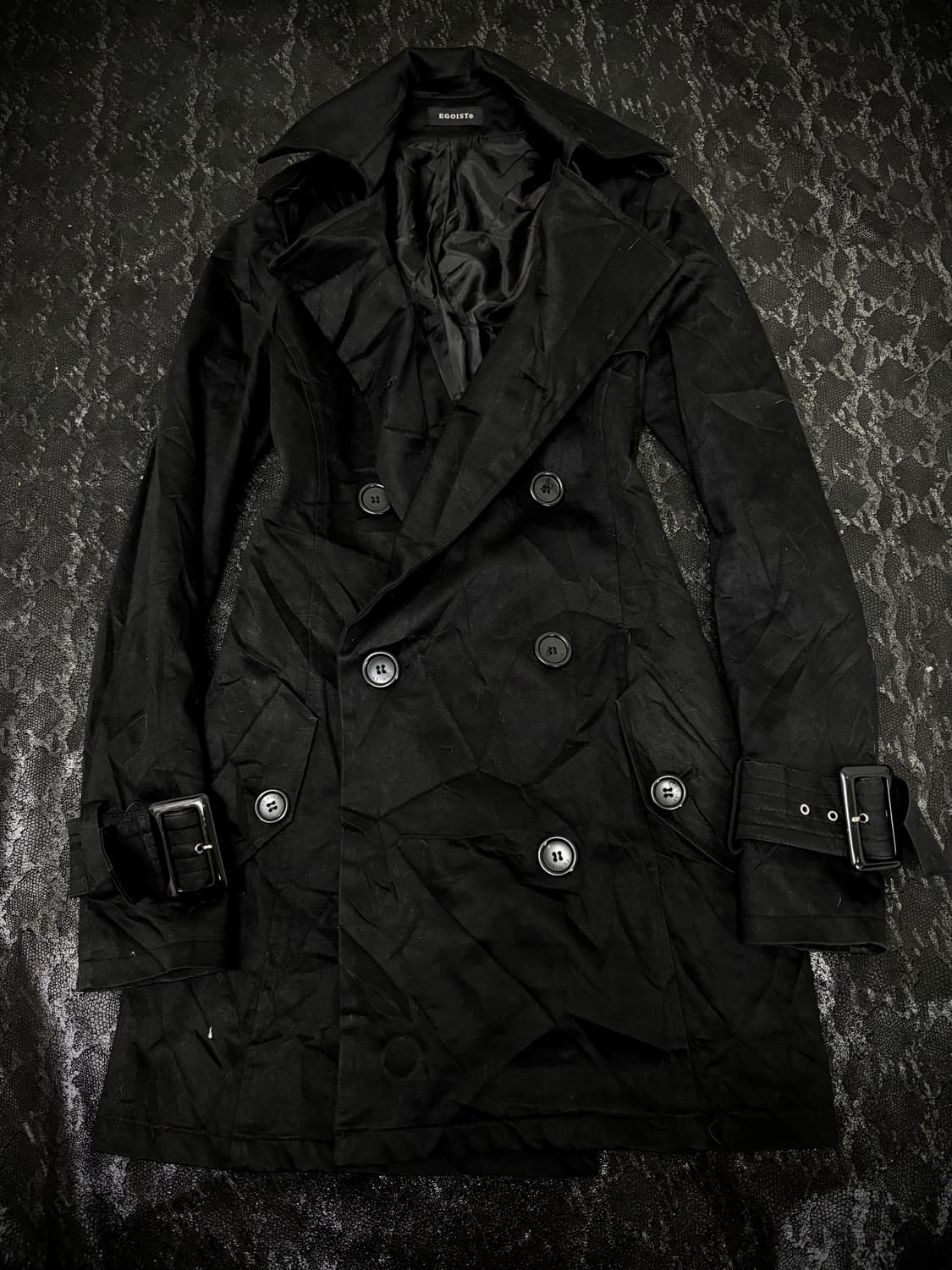 “EGOIST” Y2K Chic Mood Black Long Coat B 상품이미지1