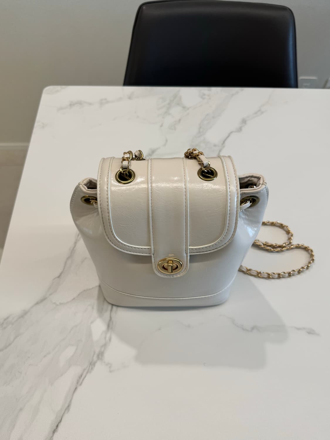 미니 금장 골드 체인 백팩 아이보리 상품이미지2