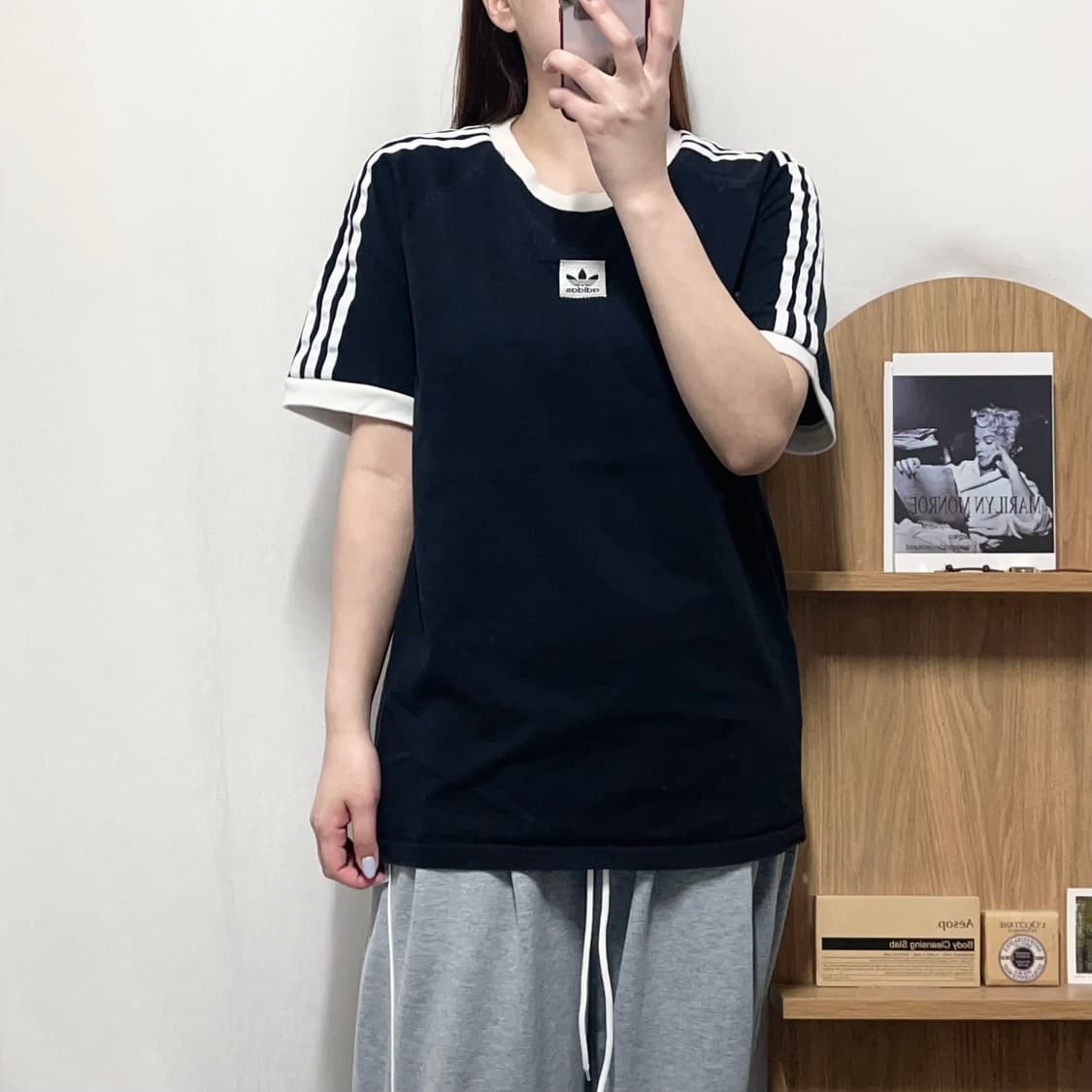 [정품] 아디다스 블랙 자수 박스로고 반팔티 [ XL ] 상품이미지1