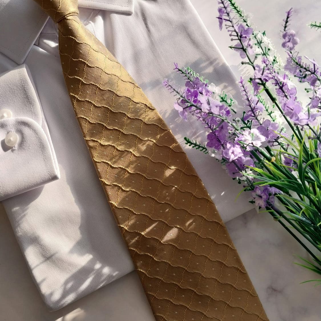 발렌시아가 실크 골드옐로우 자카드 넥타이 9.9cm A+등급 K1347
 상품이미지8