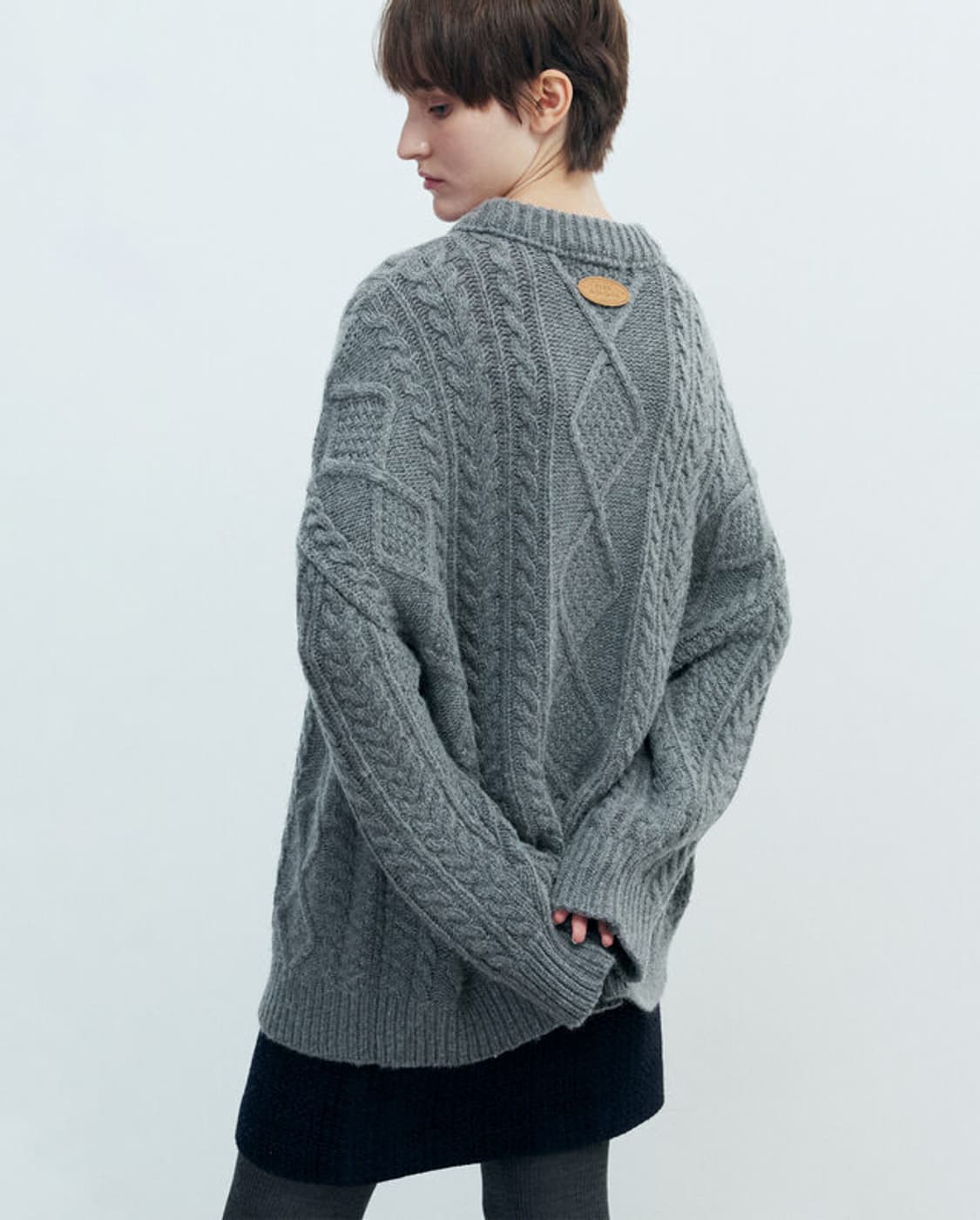포유어아이즈온리 FYEO 루즈핏 케이블 니트 그레이 상품이미지4