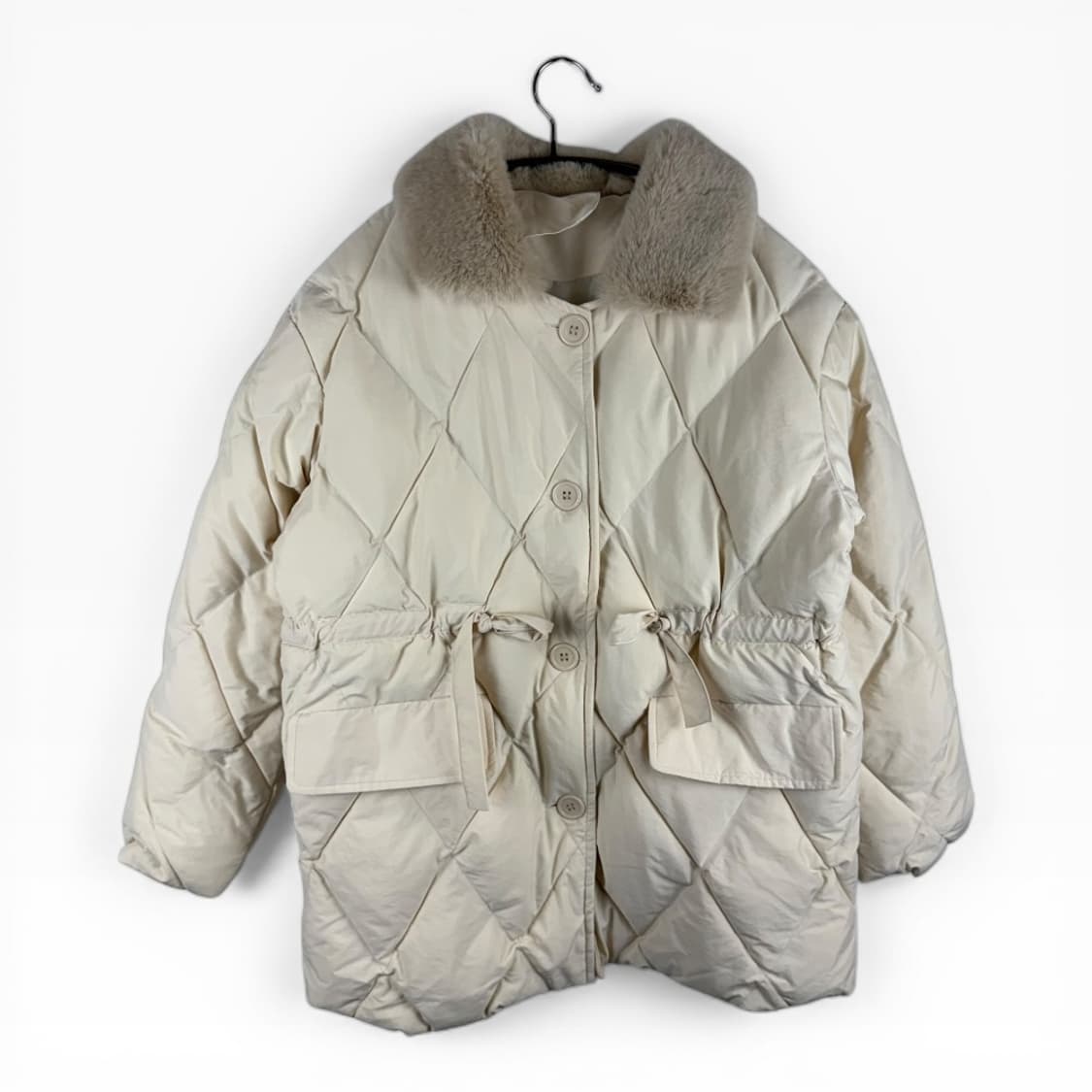 (무료배송)F) BIND 다이아몬드 퀄팅 패딩 자켓 아이보리 상품이미지1