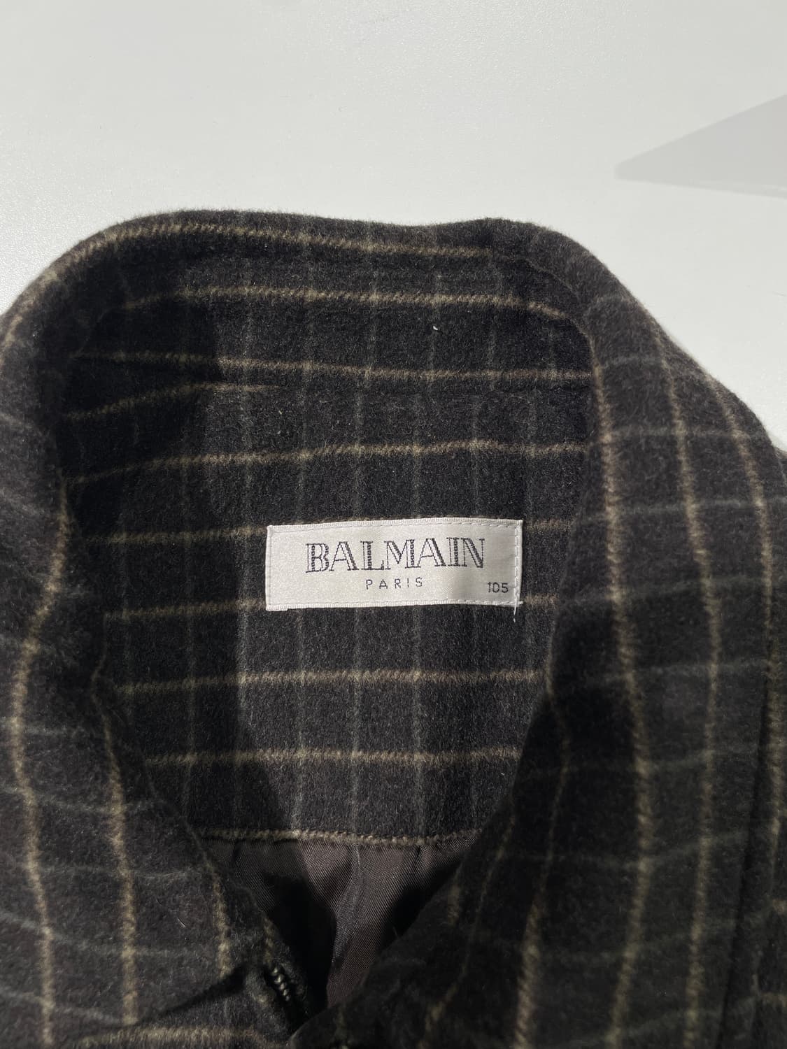 발망 다크 브라운 체크 울 집업 자켓 상품이미지7