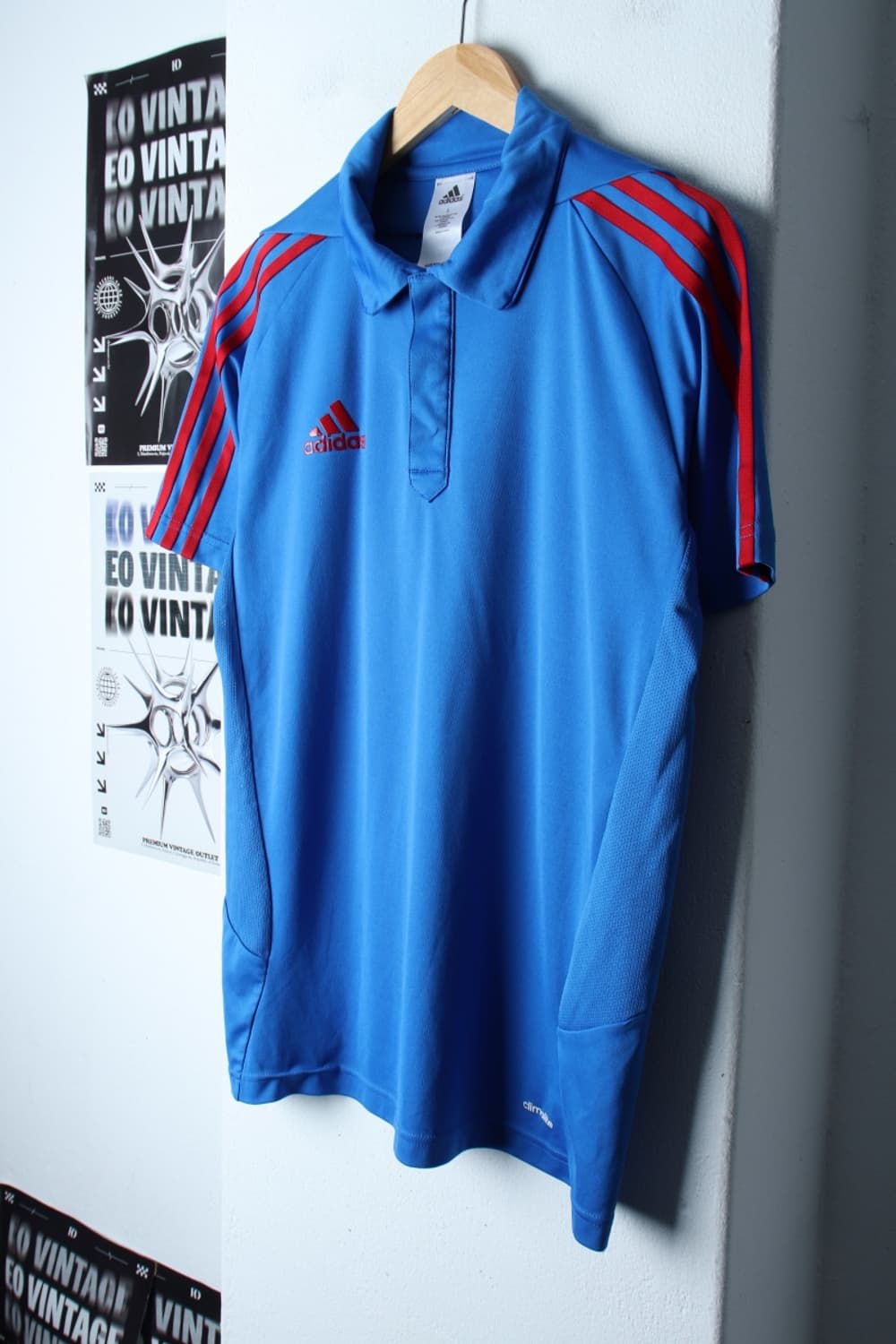 (L-XL) 아디다스 반팔 카라 티셔츠 기능성 블루 삼선-H30974 상품이미지1