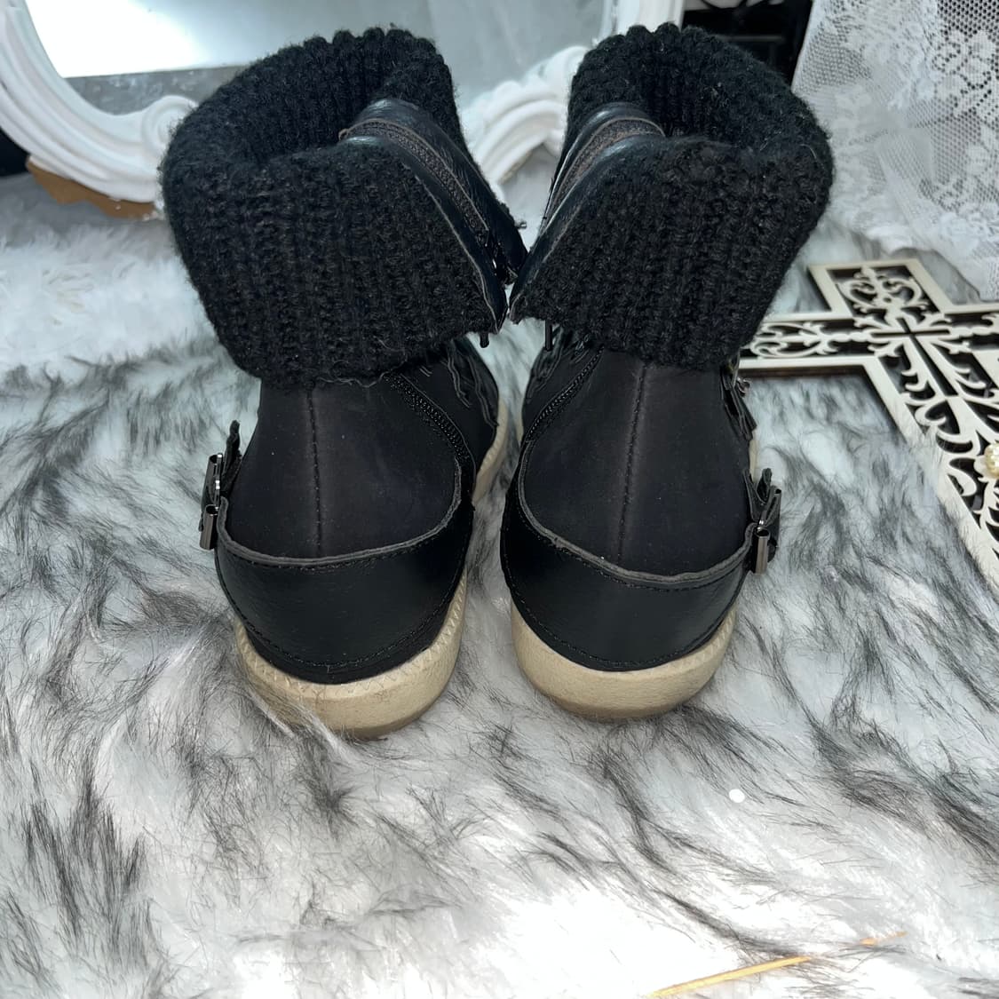 빈티지 니트 하이탑 웨지힐스니커즈 상품이미지4