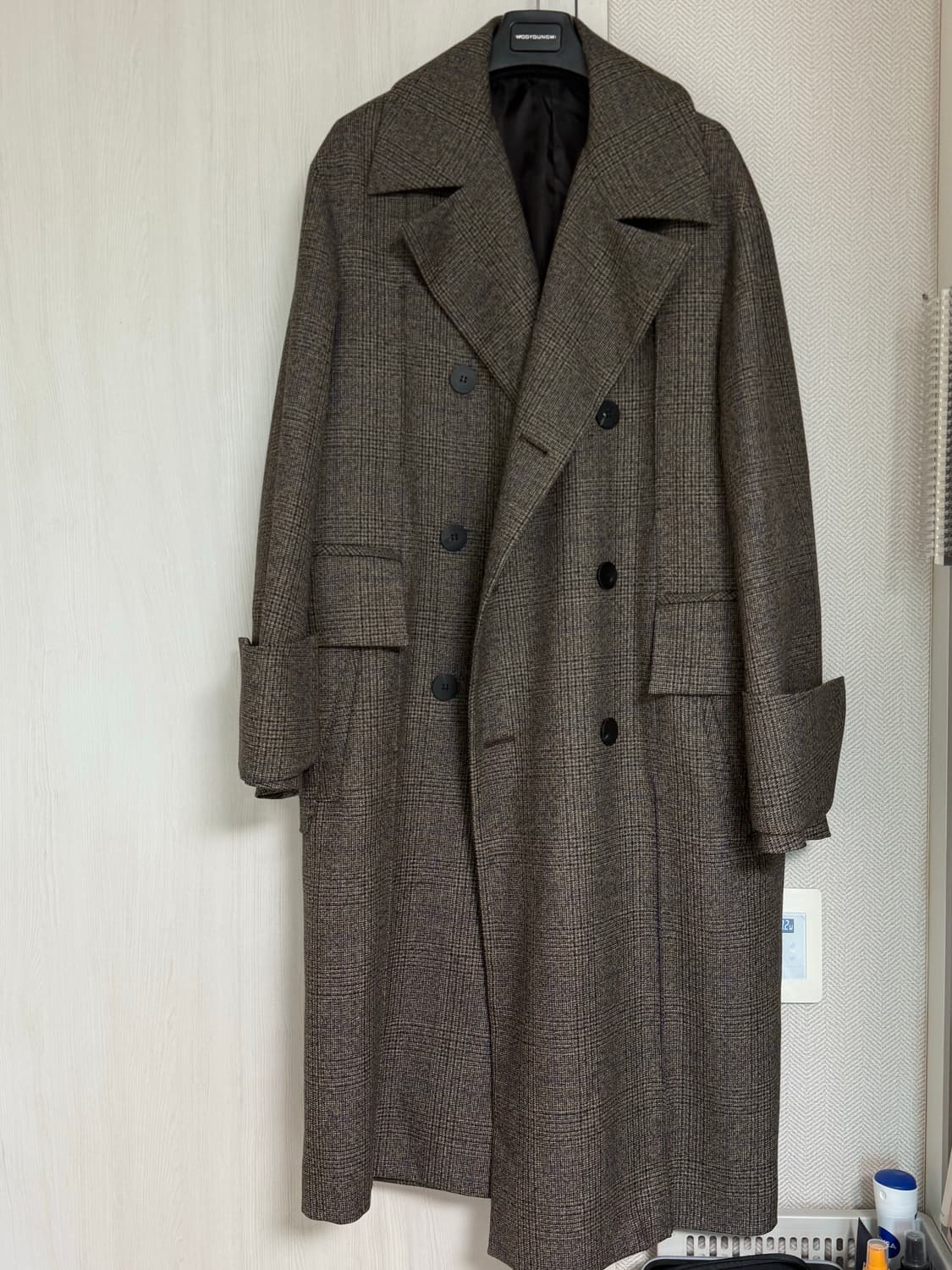 (46) 22fw 우영미 메인체크 턴업코트 상품이미지1