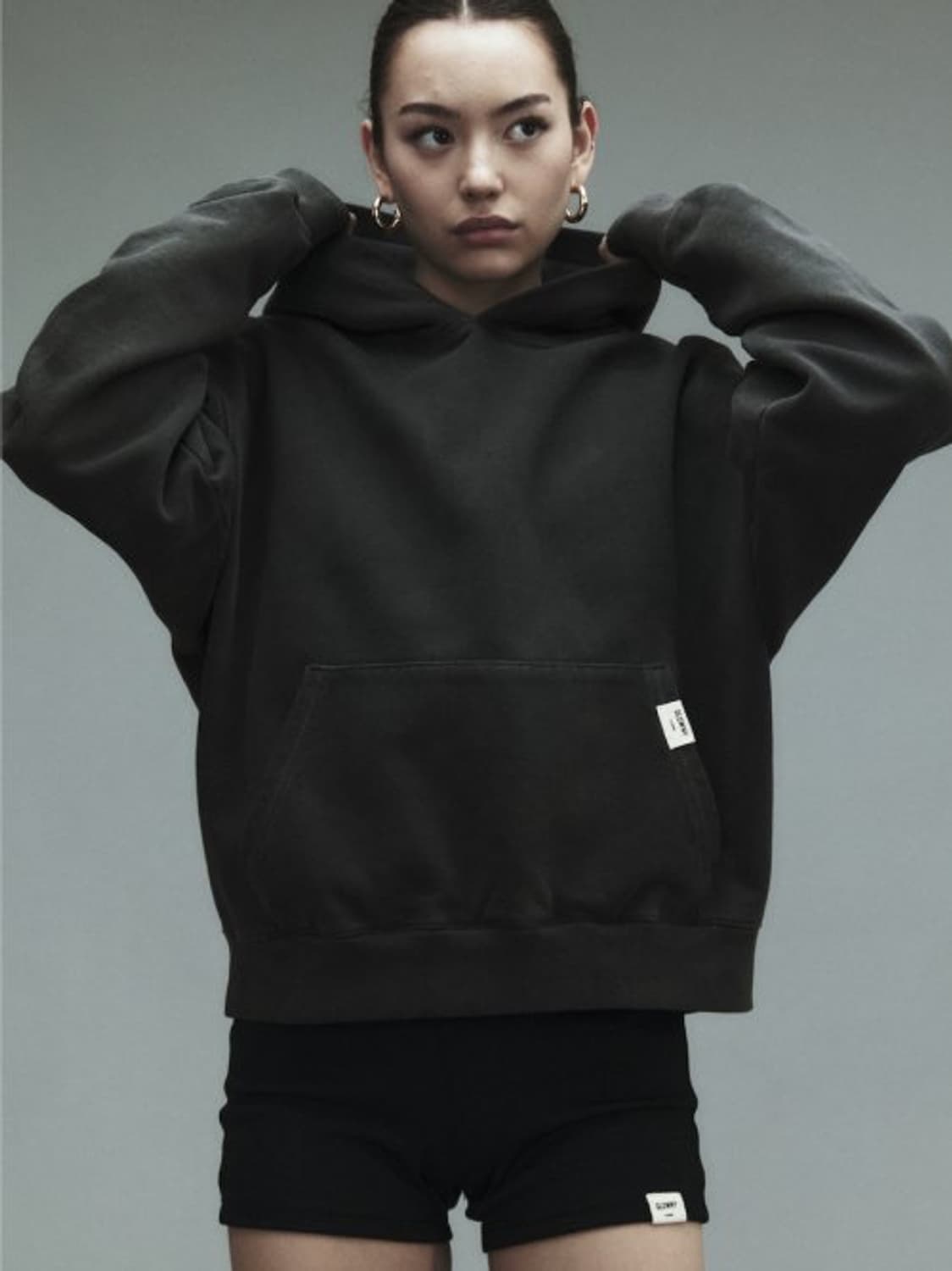 글로니 G 클래식 워시드 박시 후디 블랙 상품이미지1