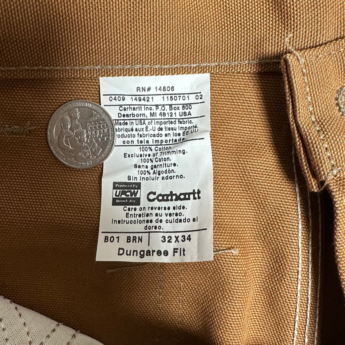 (새제품) 칼하트 B01 BRN 던가리핏 더블니 워크팬츠 32x34 상품이미지4