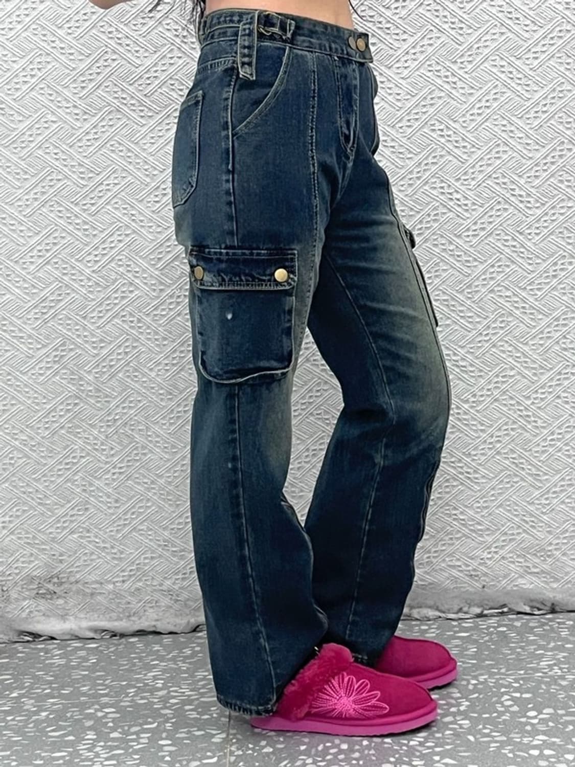 빈티지 Y2K 올드스쿨 빈티지 워싱 데님 카고팬츠 M C07835 상품이미지2