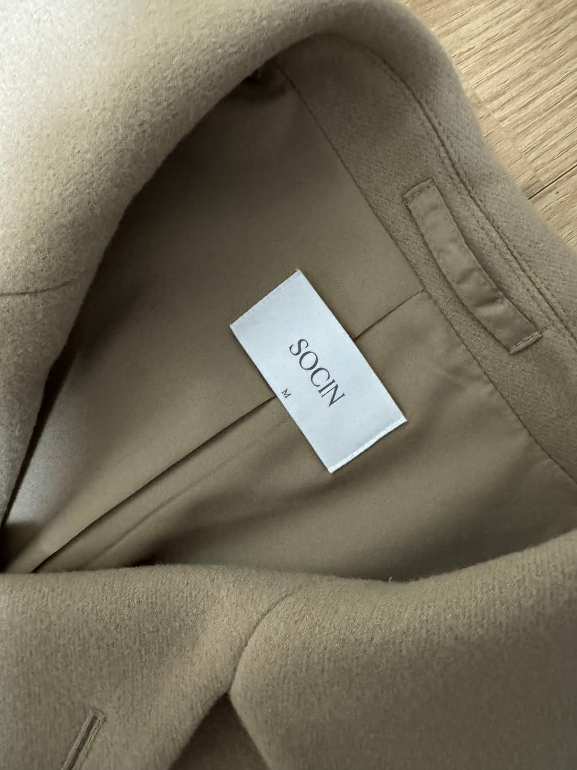 소신(SOCIN) 멜튼 울 수티앵 코트 베이지 M 팔아요! 상품이미지6