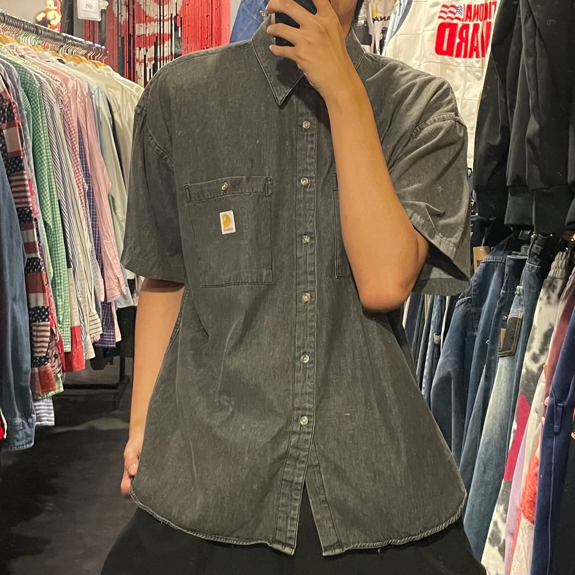 [IM] carhartt 칼하트 흑청 데님 반팔셔츠 상품이미지2