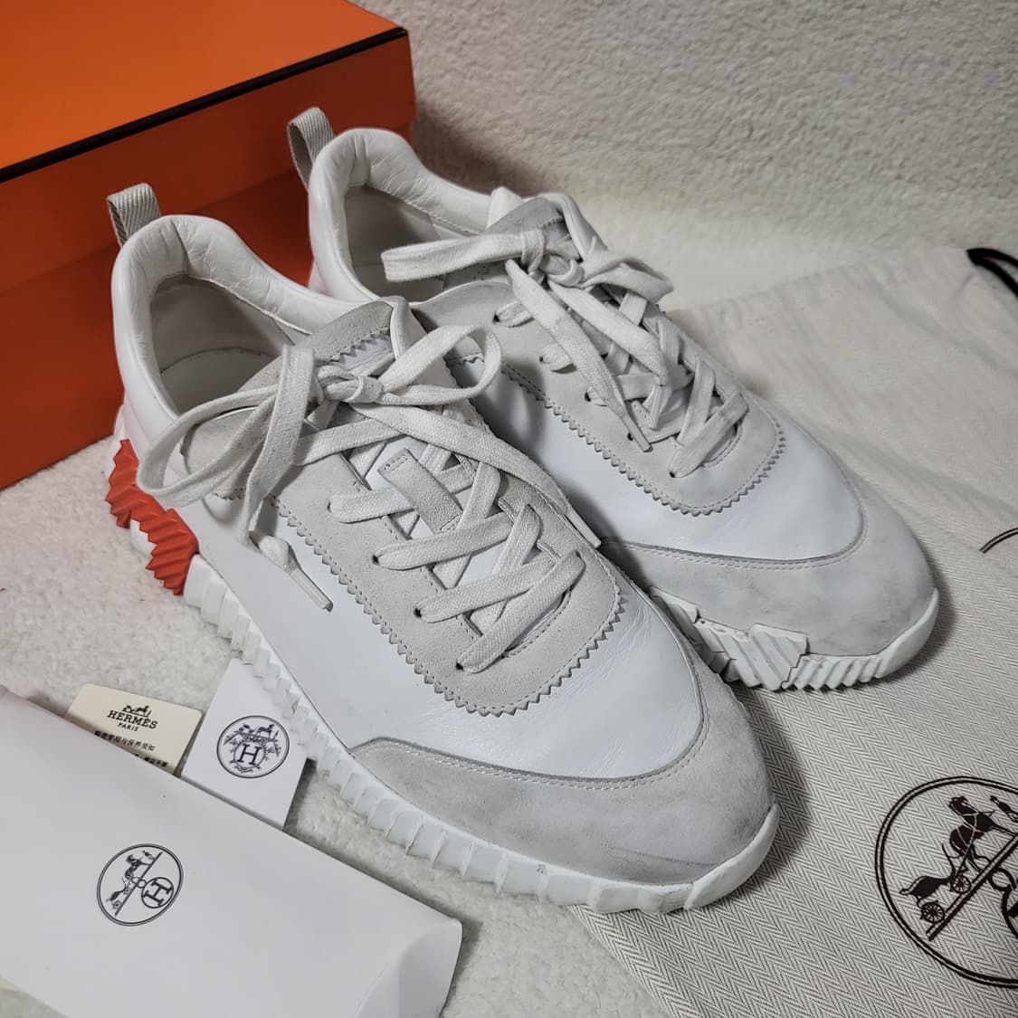 [풀구성] 42.5 / 에르메스 바운싱 스니커즈 블랑  상품이미지3