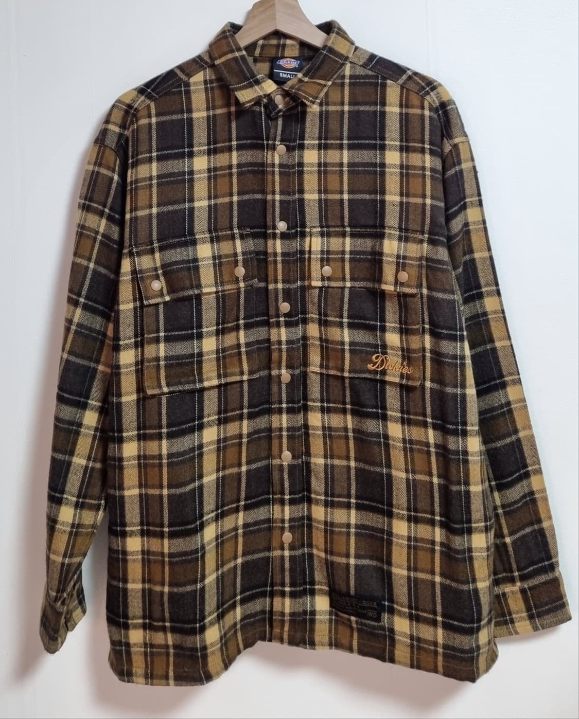 실측 L (100) 디키즈 브라운 체크 겨울셔츠 남방 상품이미지1