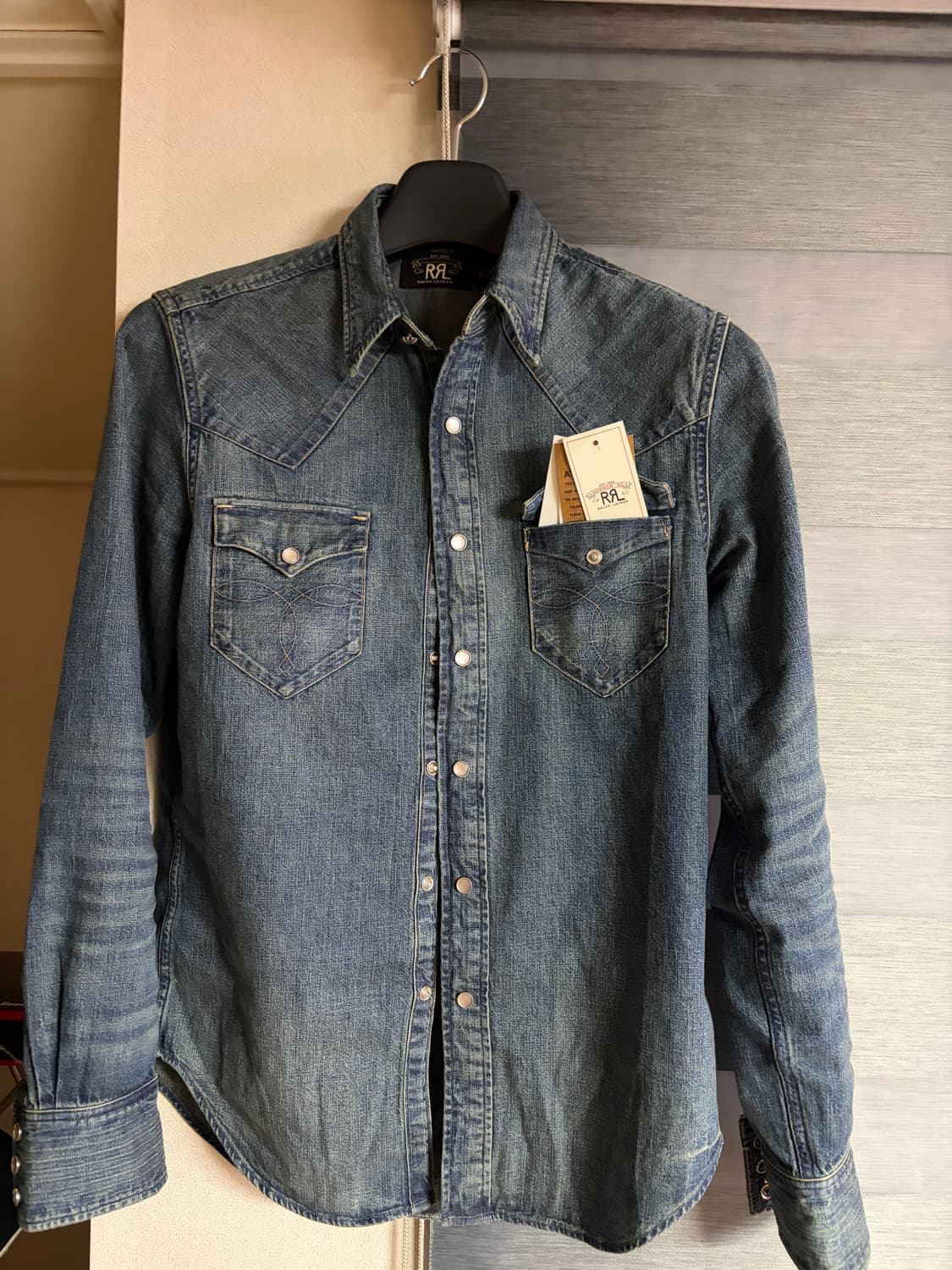 RRL 슬림핏 다크워시(중청) 웨스턴 셔츠 S사이즈 상품이미지1