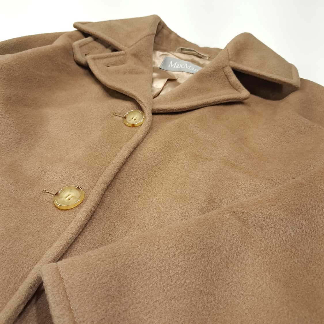 CL222 XL 막스마라 90s 이태리판 울 실버라벨 카멜 하프코트 상품이미지3