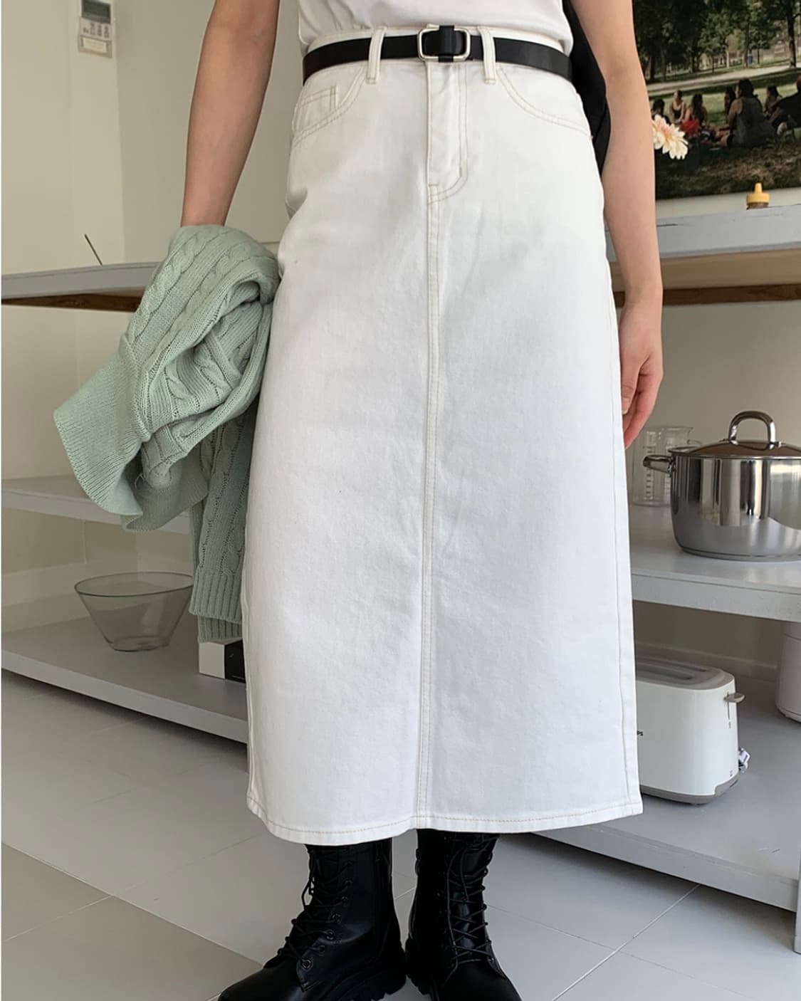 baon 화이트데님 치마 S 새상품 상품이미지2