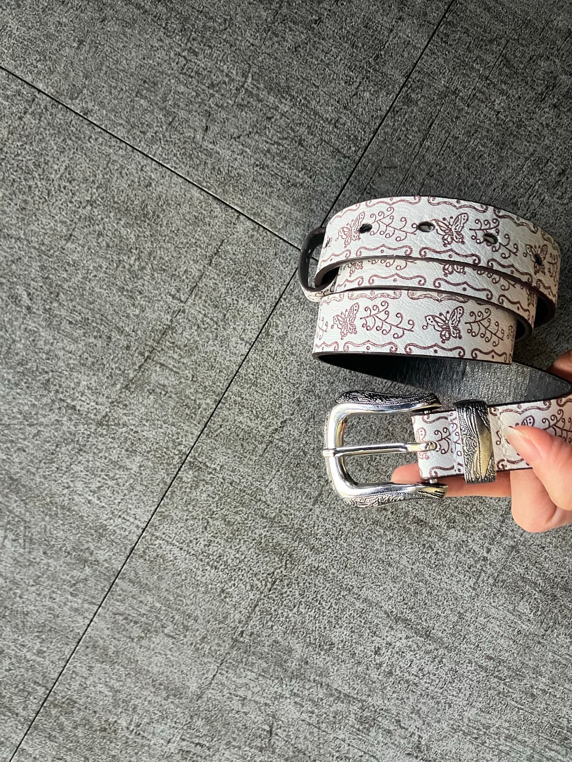 일본빈티지 보헤미안 에스닉벨트 화이트 상품이미지2