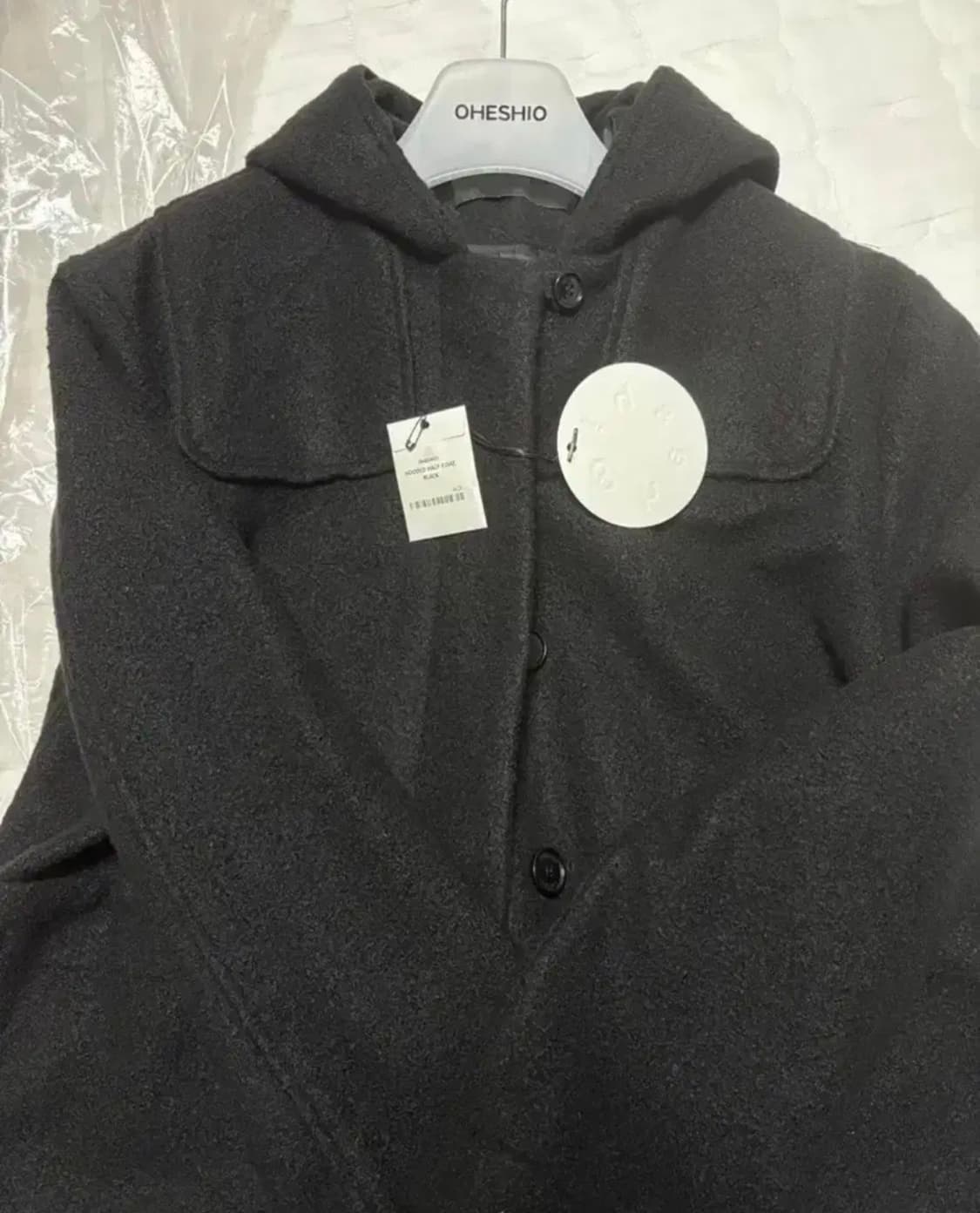 오헤시오 후디드 하프 코트 블랙 상품이미지5