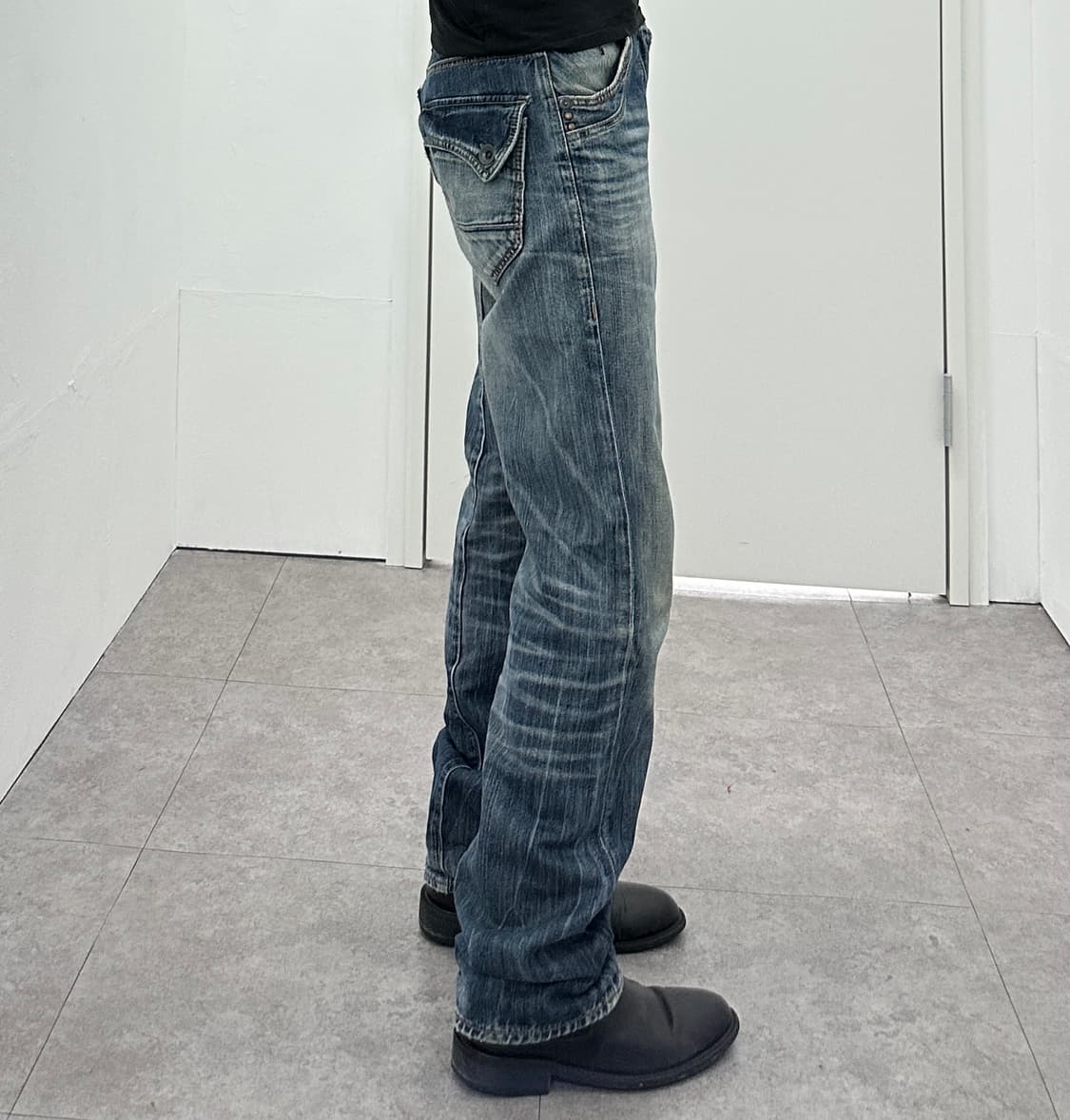 Navy produce stud & zipper detail denim  상품이미지4