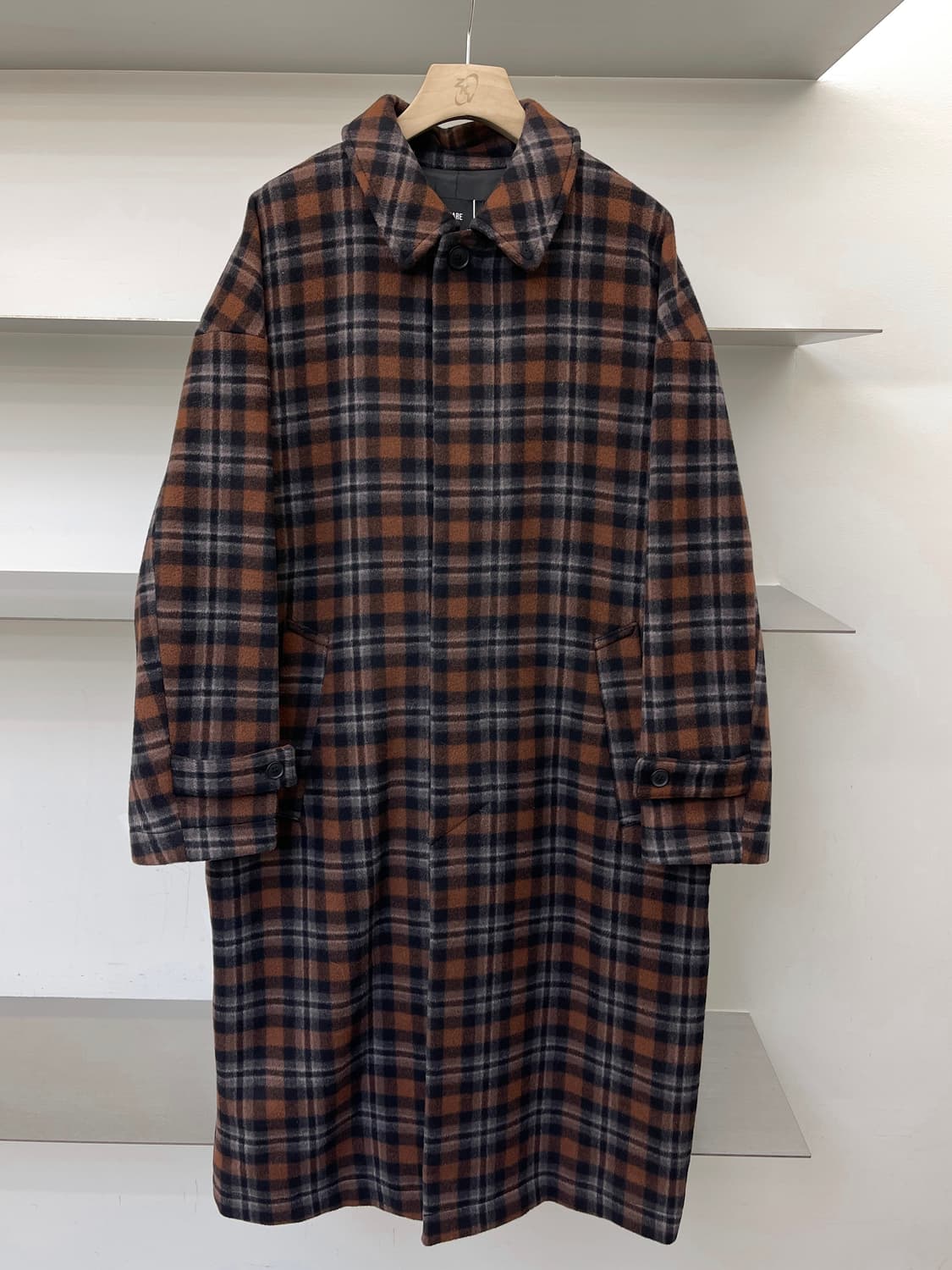 Hare 타탄 체크 울 맥 코트 상품이미지1